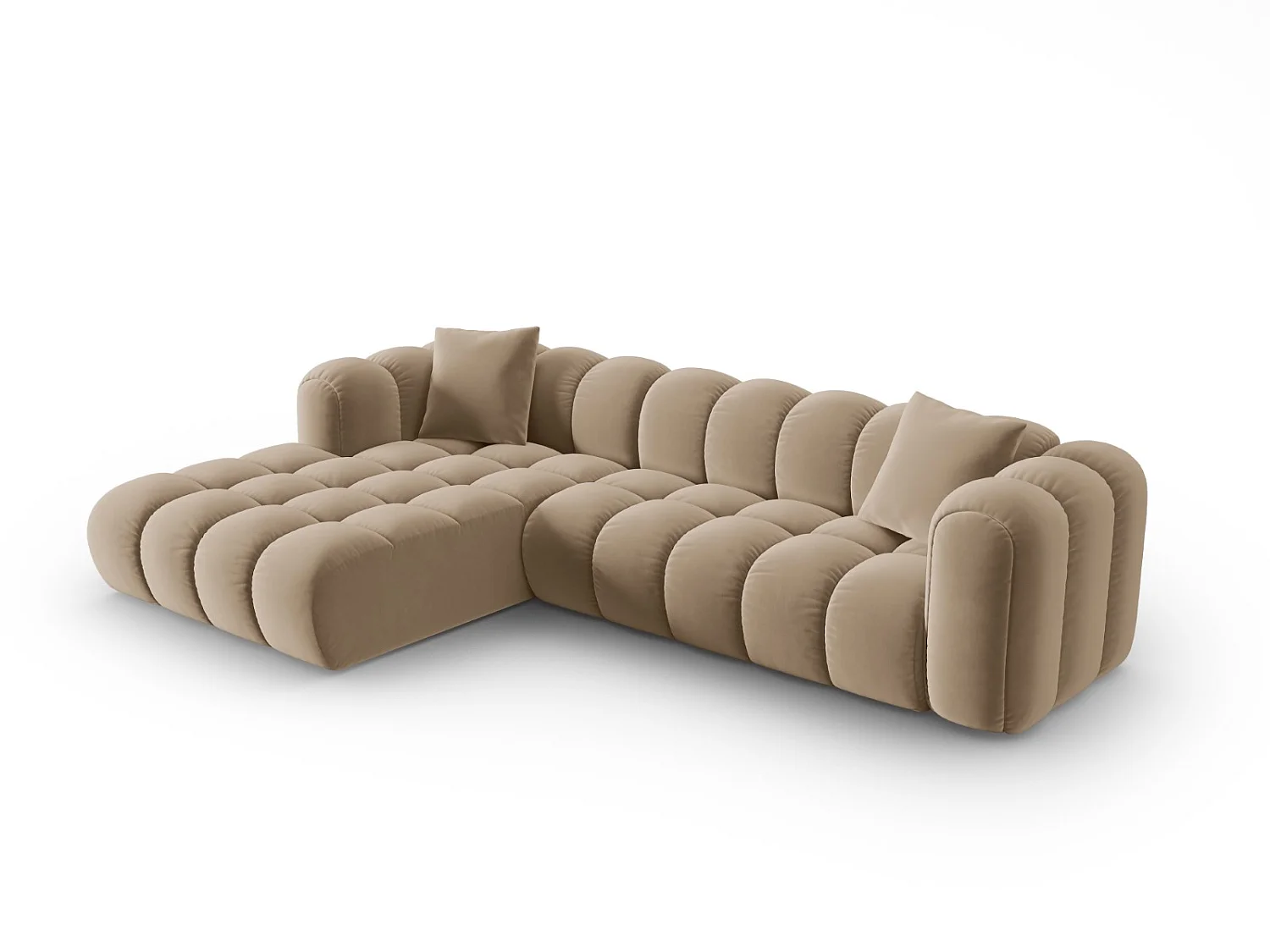 CXL by Christian Lacroix - Narożnik lewy panoramiczny, "Clotilde" 4 miejsca welur, piasek - 306x190x70cm