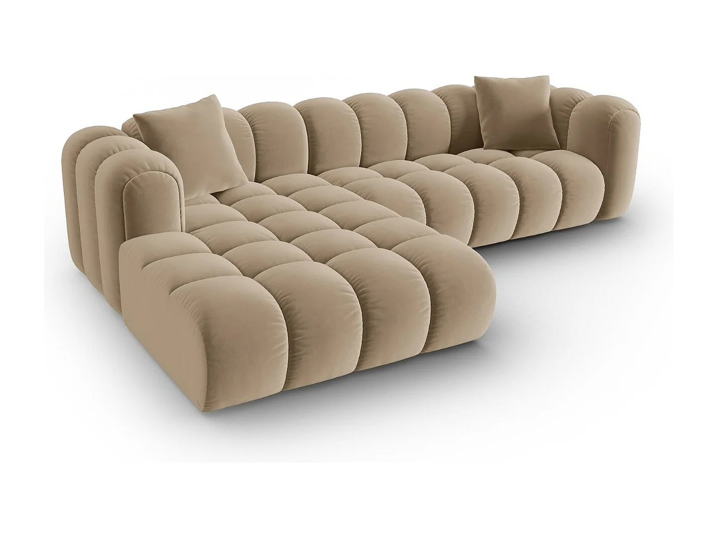 CXL by Christian Lacroix - Narożnik lewy panoramiczny, "Clotilde" 4 miejsca welur, piasek - 306x190x70cm