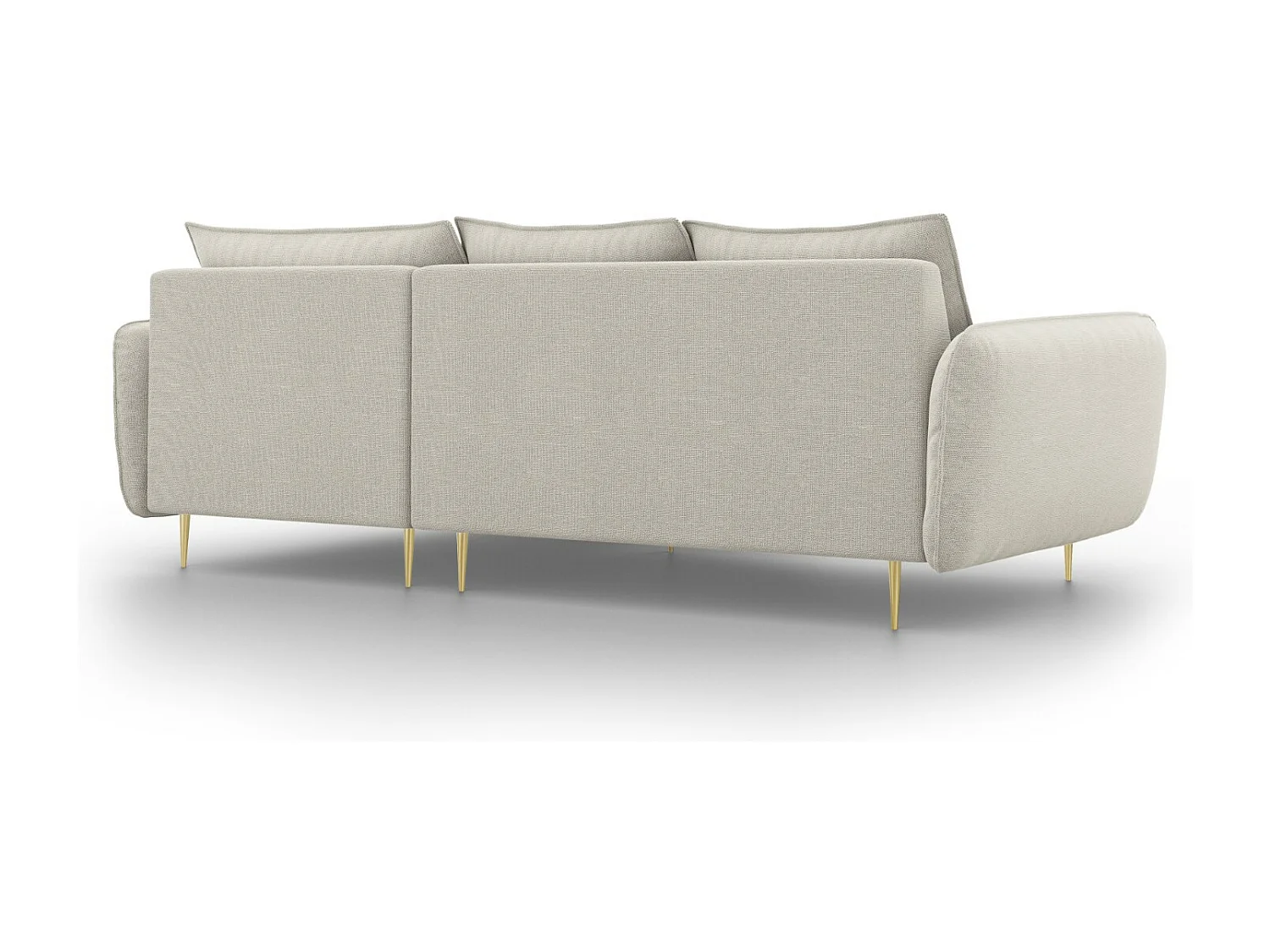 Cosmopolitan Design - 5-Sitzer Ecksofa rechts "Vienna" aus strukturiertem Stoff leichtes beige - 255x170x95cm