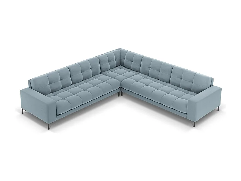 Cosmopolitan Design - Sofá esquinero simétrico "Bali" 6 plazas de terciopelo azul claro - 256x256x75cm