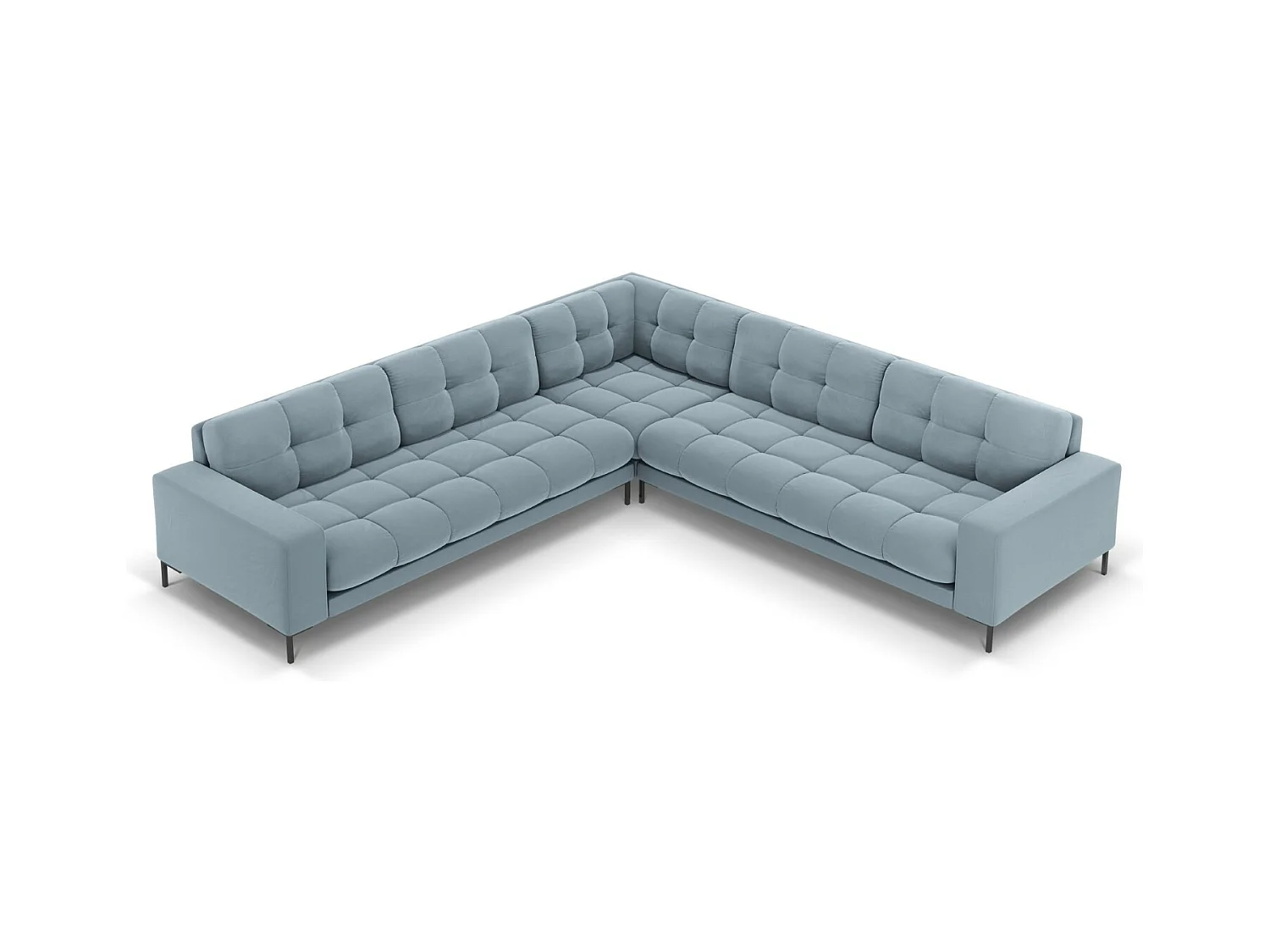 Cosmopolitan Design - Symmetrische hoekbank "Bali" 6 zitplaatsen, Flueel, Lichtblauw - 256x256x75cm