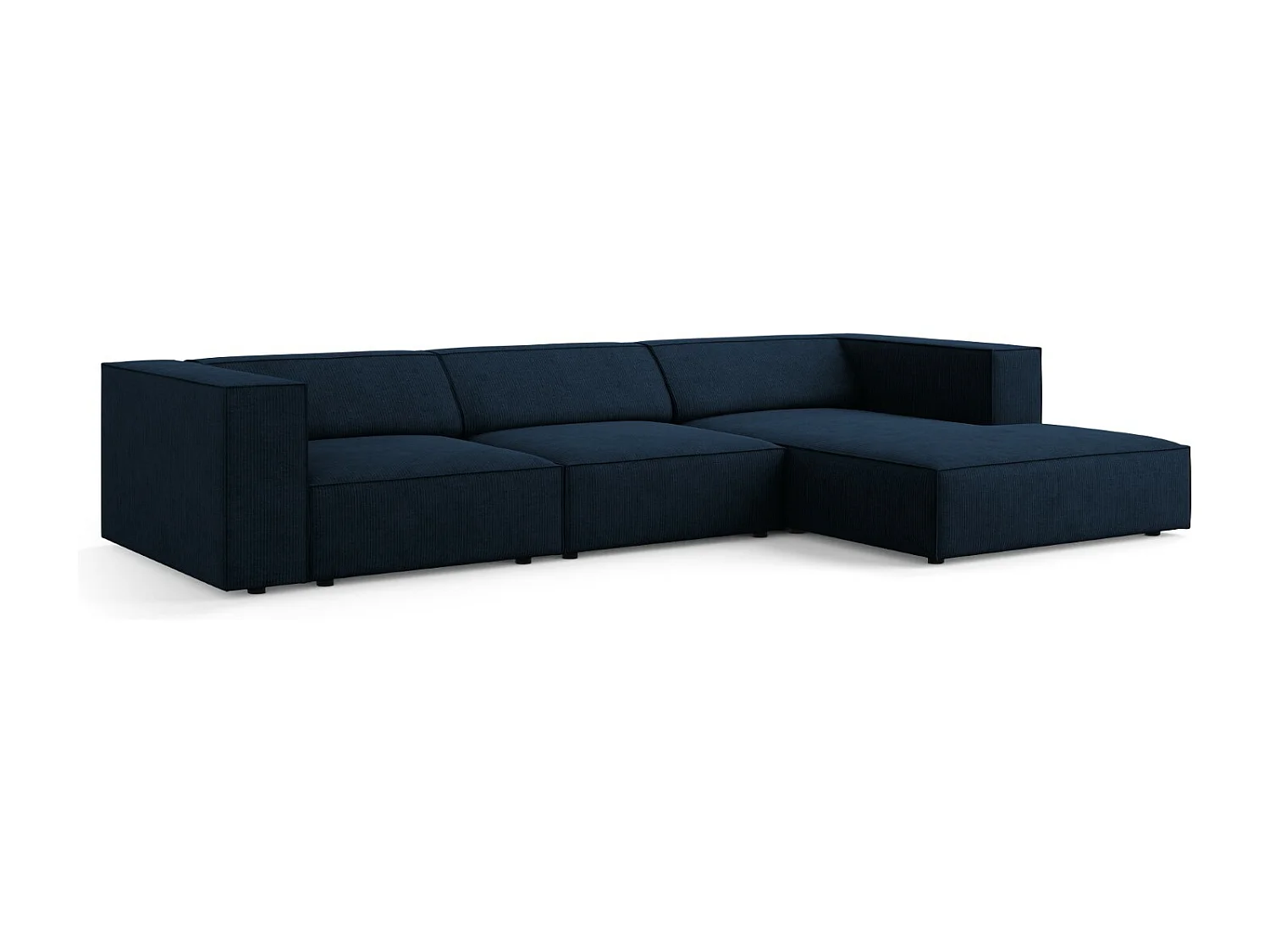 Cosmopolitan Design - Rechter hoekbank "Arendal" 4 zitplaatsen, Chenille met ribbeleffect, Koningsblauw - 284x166x70cm