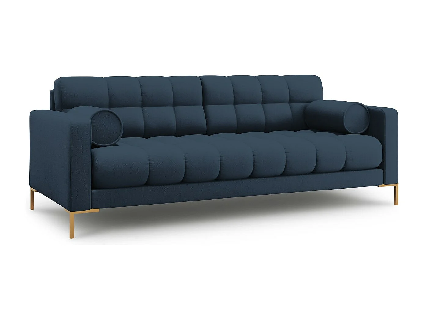 Cosmopolitan Design - 3-Sitzer Sofa "Bali" aus strukturiertem Stoff blau - 177x92x75cm