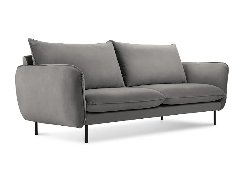 Cosmopolitan Design - Canapé "Vienna" 2 places en velours gris clair - 160x92x95cm