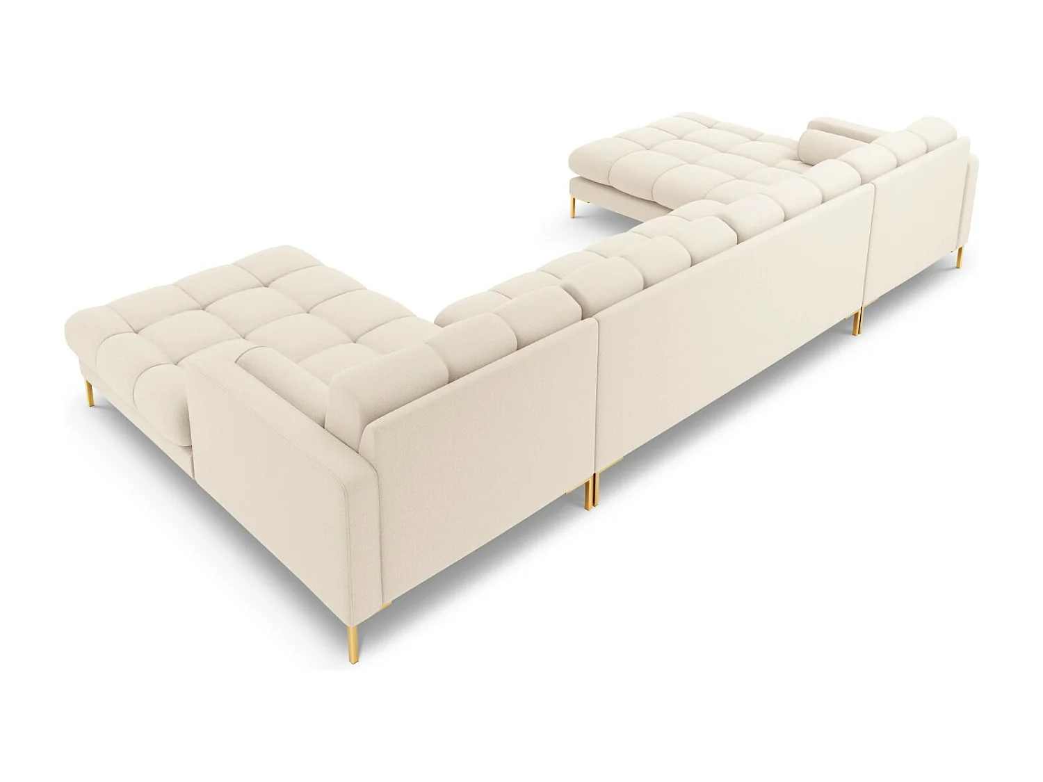 Cosmopolitan Design - 7-Sitzer Panoramasofa "Bali" aus strukturiertem Stoff leichtes beige - 383x185x75cm