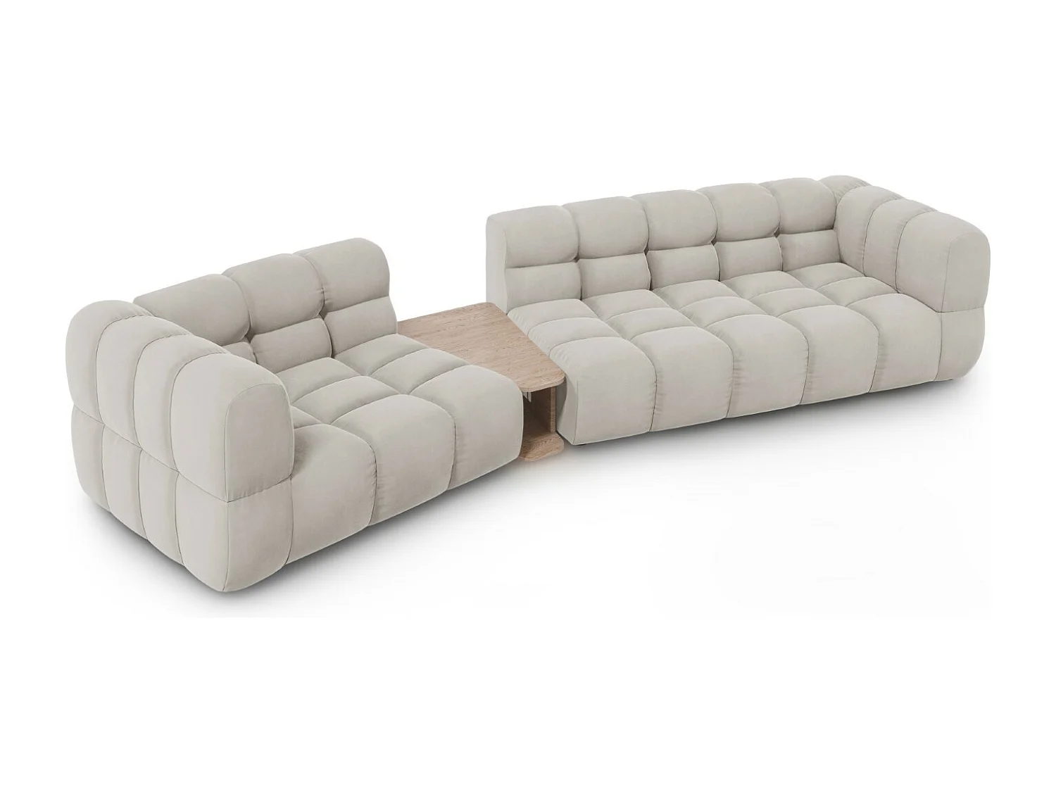 Cosmopolitan Design - Canapé modulable gauche "Sky" 3 places en velours beige clair - 353x148x75cm