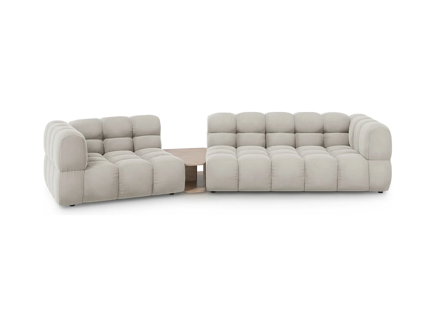 Cosmopolitan Design - Canapé modulable gauche "Sky" 3 places en velours beige clair - 353x148x75cm