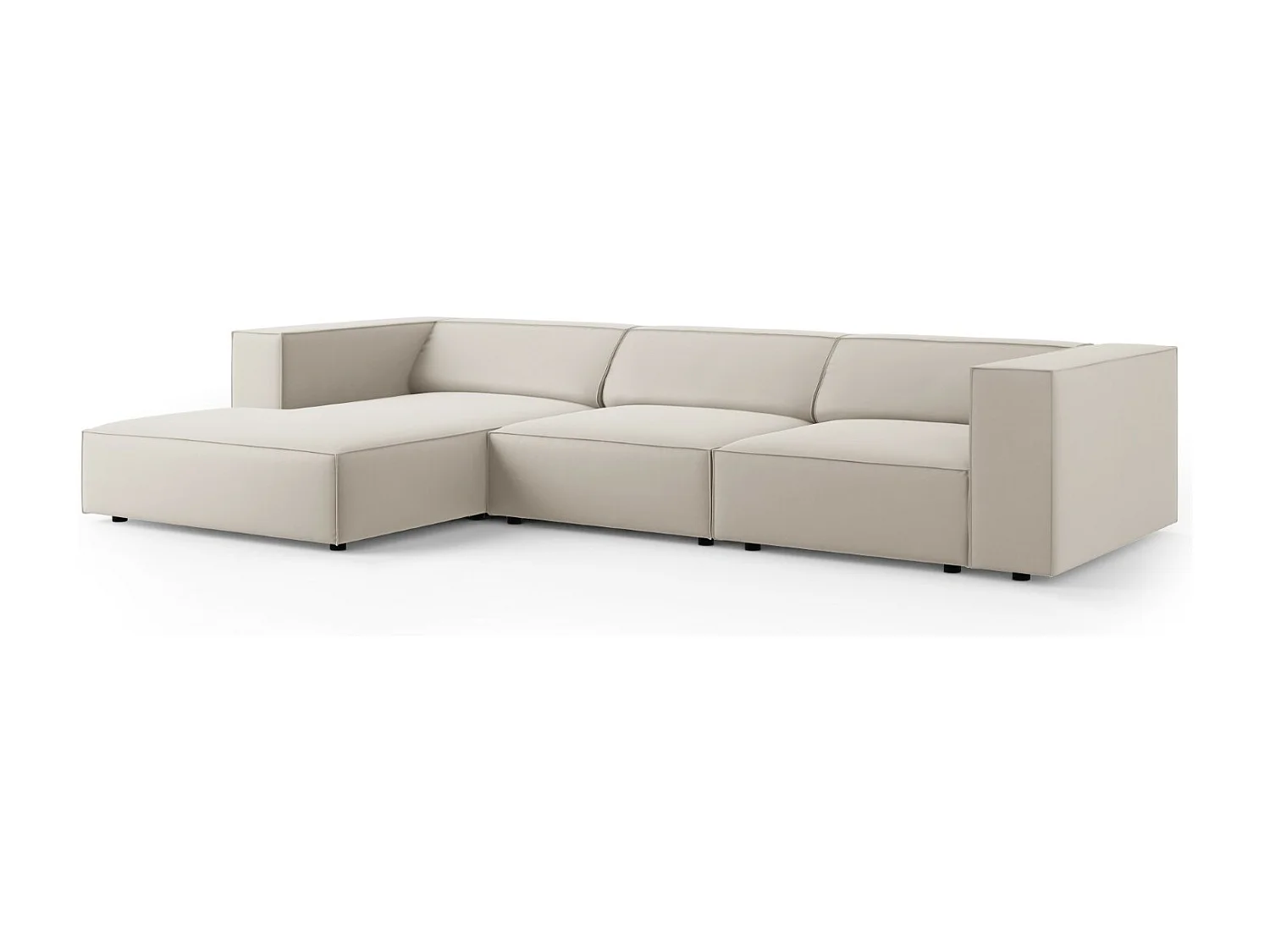 Cosmopolitan Design - 4-Sitzer Ecksofa links "Arendal" aus Samt Ecru - 284x166x70cm
