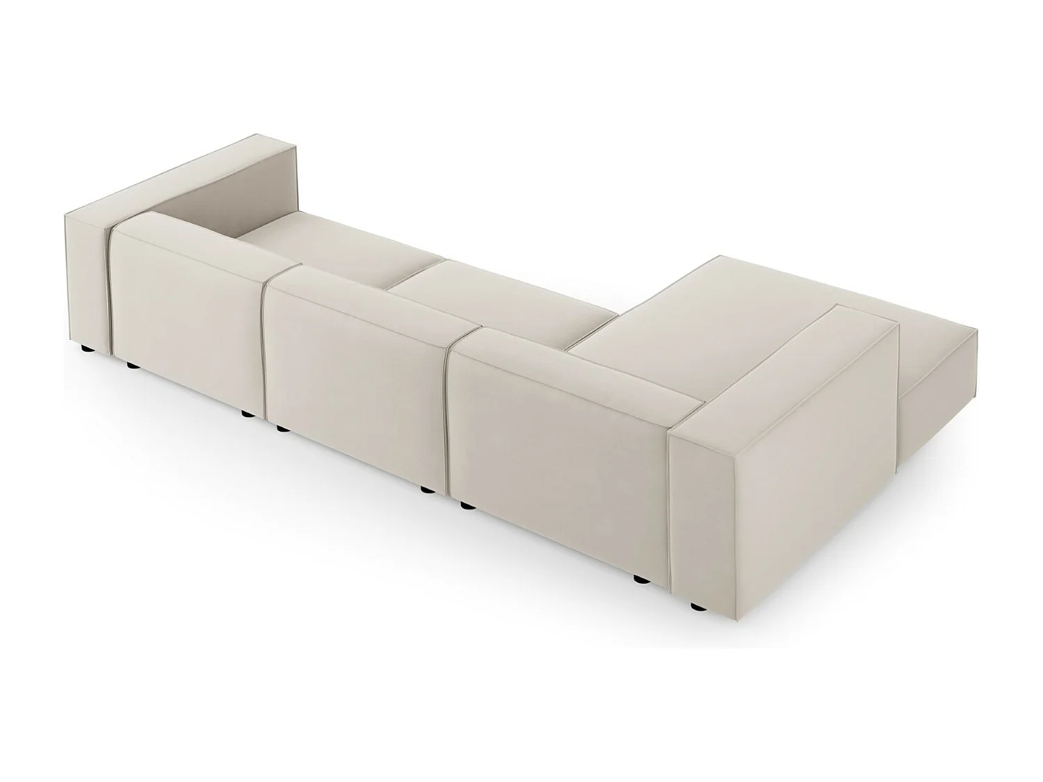 Cosmopolitan Design - 4-Sitzer Ecksofa links "Arendal" aus Samt Ecru - 284x166x70cm