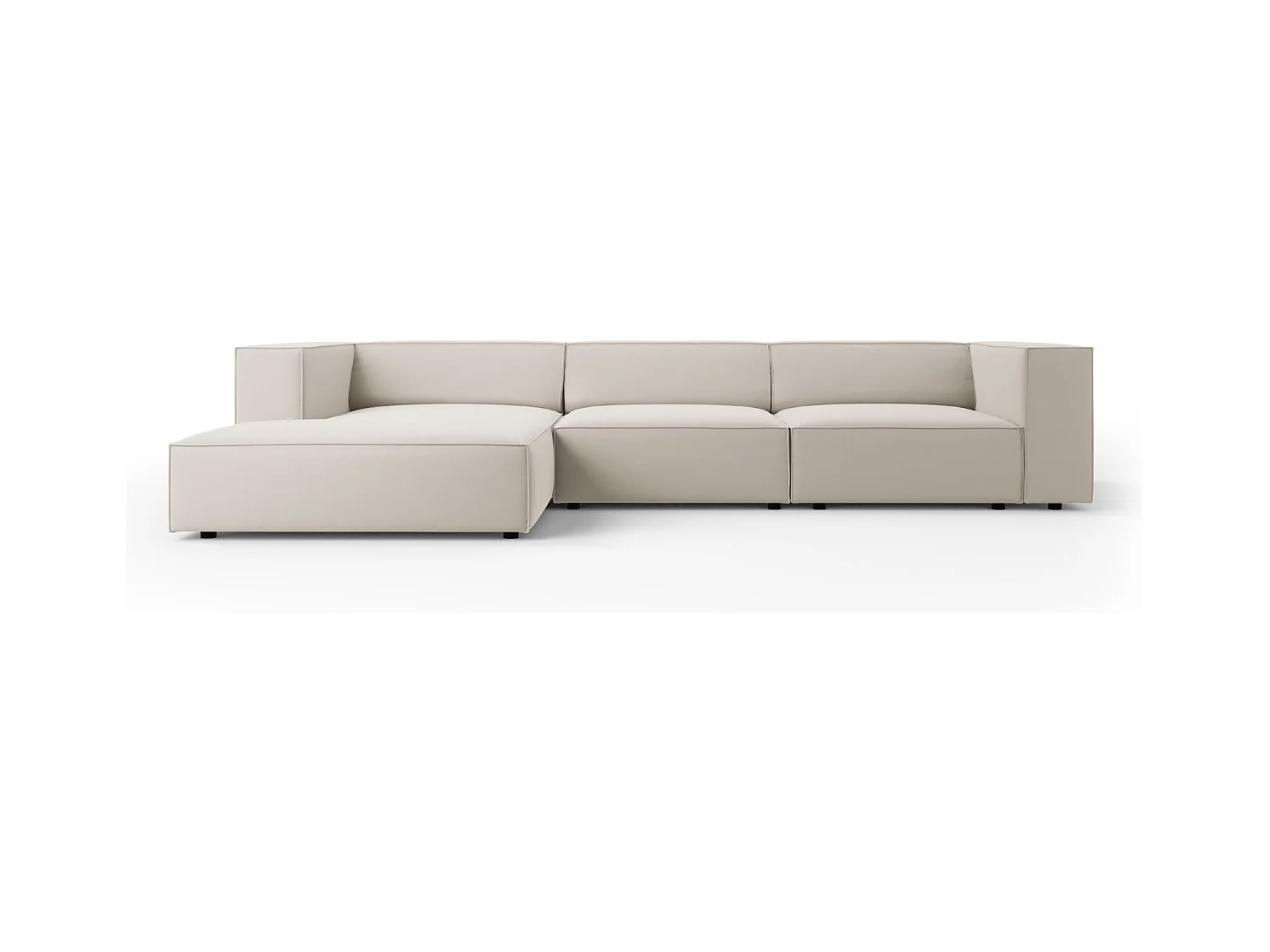 Cosmopolitan Design - Canapé d'angle gauche "Arendal" 4 places en velours écru - 284x166x70cm