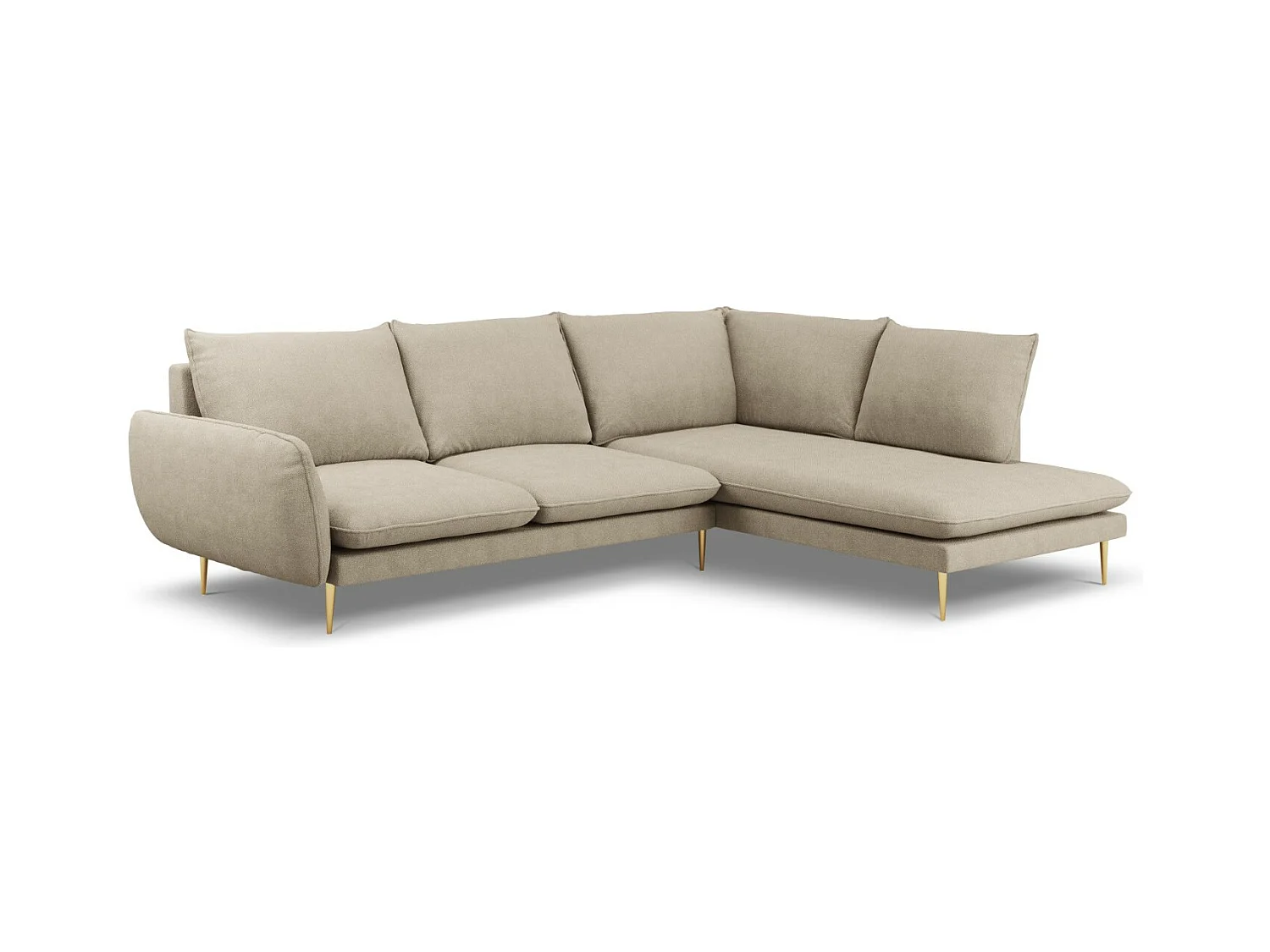 Cosmopolitan Design - Rechter hoekbank "Vienna" 6 zitplaatsen, Structurele stof, Beige - 275x185x95cm