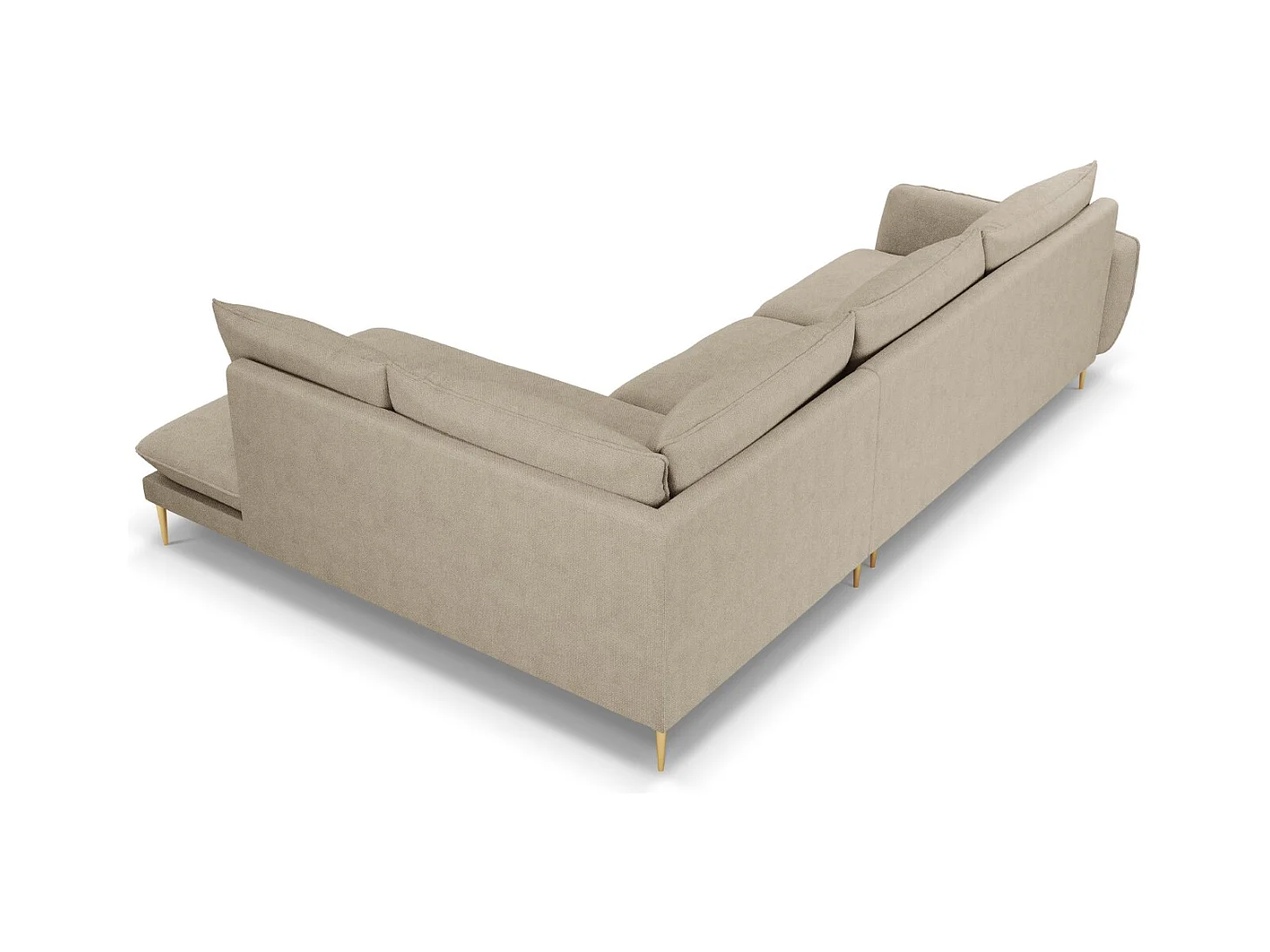 Cosmopolitan Design - Sofá de canto direito "Vienna" 6 lugares em tecido estrutural bege - 275x185x95cm