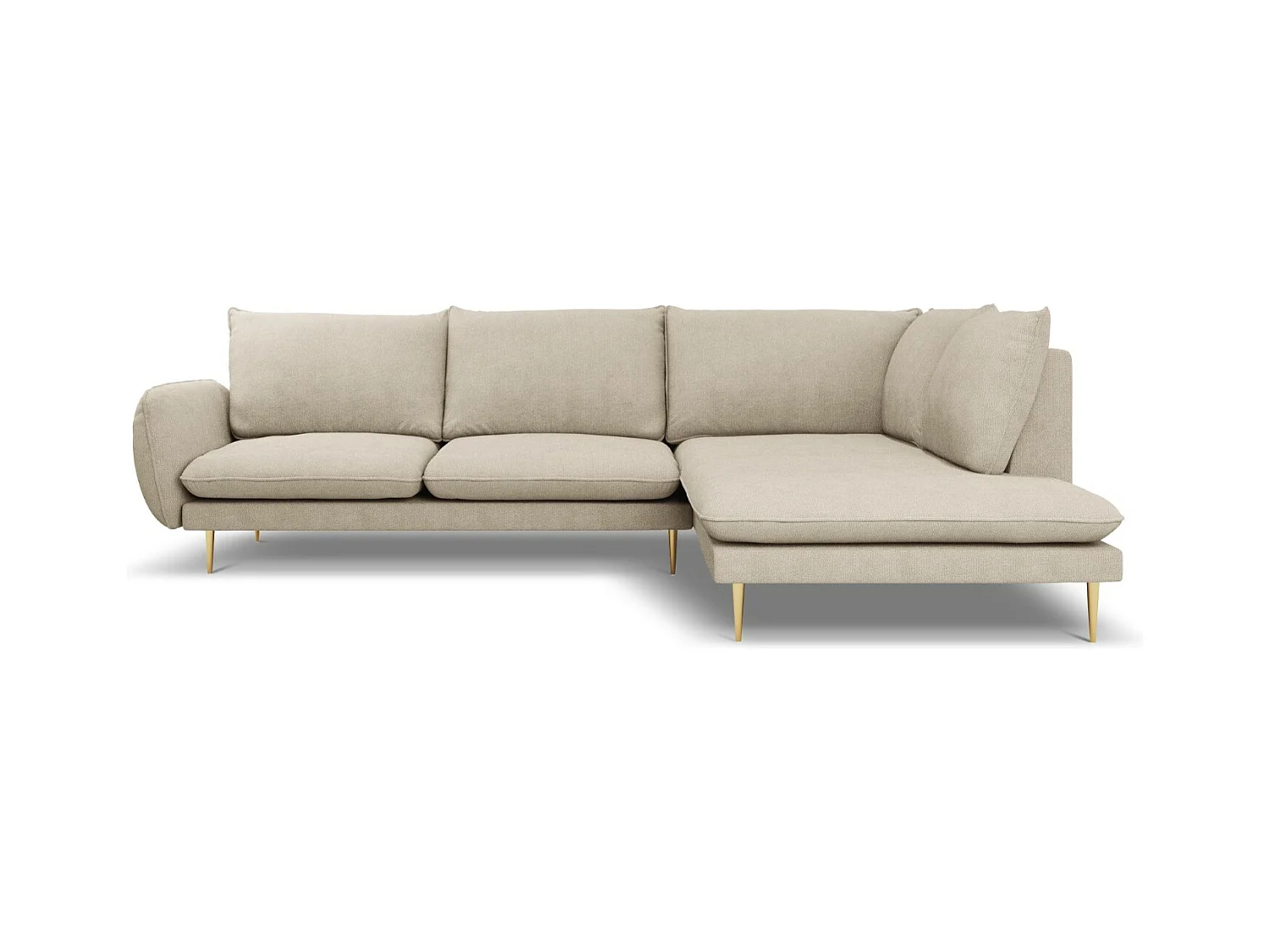 Cosmopolitan Design - Sofá de canto direito "Vienna" 6 lugares em tecido estrutural bege - 275x185x95cm