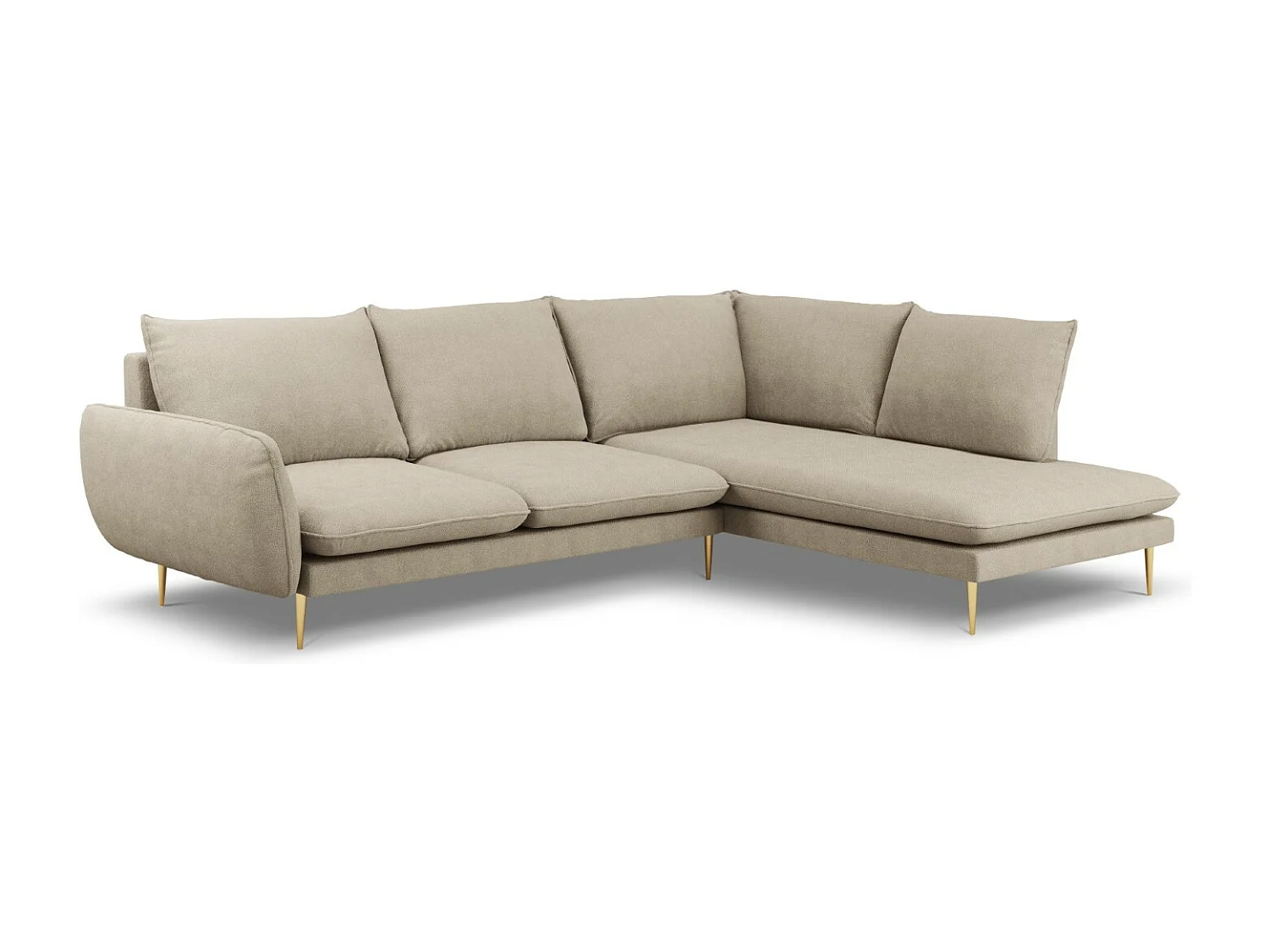 Cosmopolitan Design - Canapé d'angle droit "Vienna" 6 places en tissu structurel beige - 275x185x95cm
