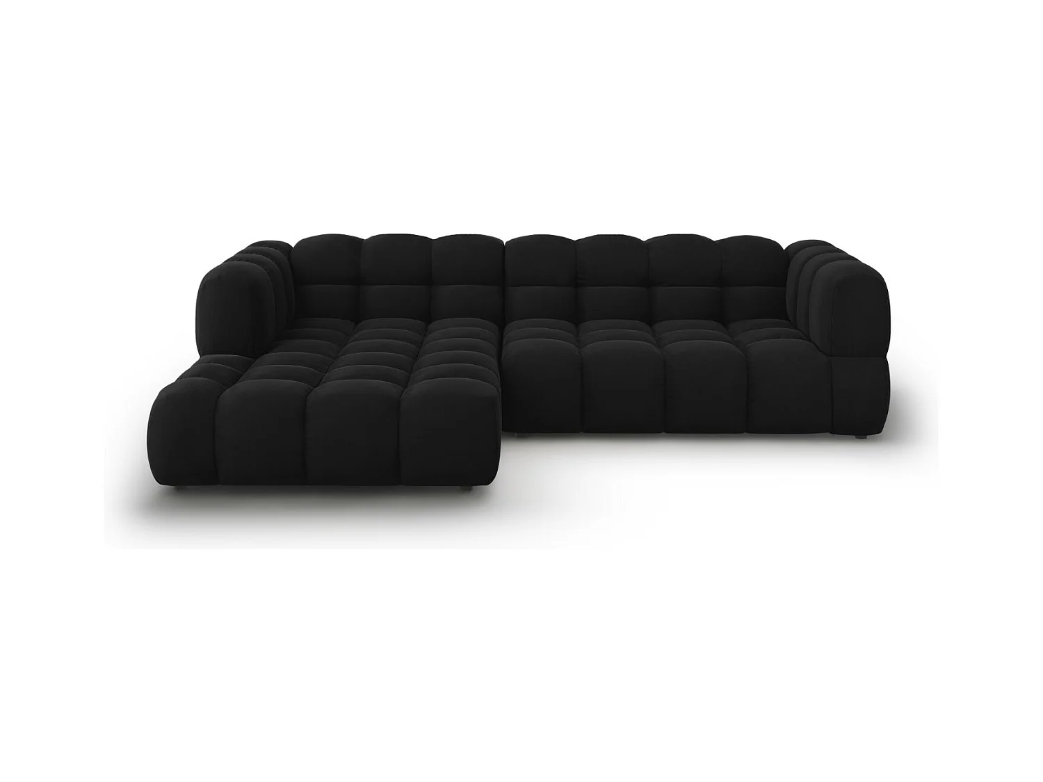 Cosmopolitan Design - Modulaire hoekbank links "Sky" 4 zitplaatsen, Flueel, Zwart - 272x162x75cm