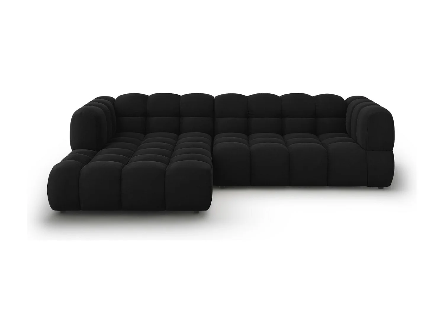Cosmopolitan Design - Canapé d'angle gauche modulable "Sky" 4 places en velours noir - 272x162x75cm