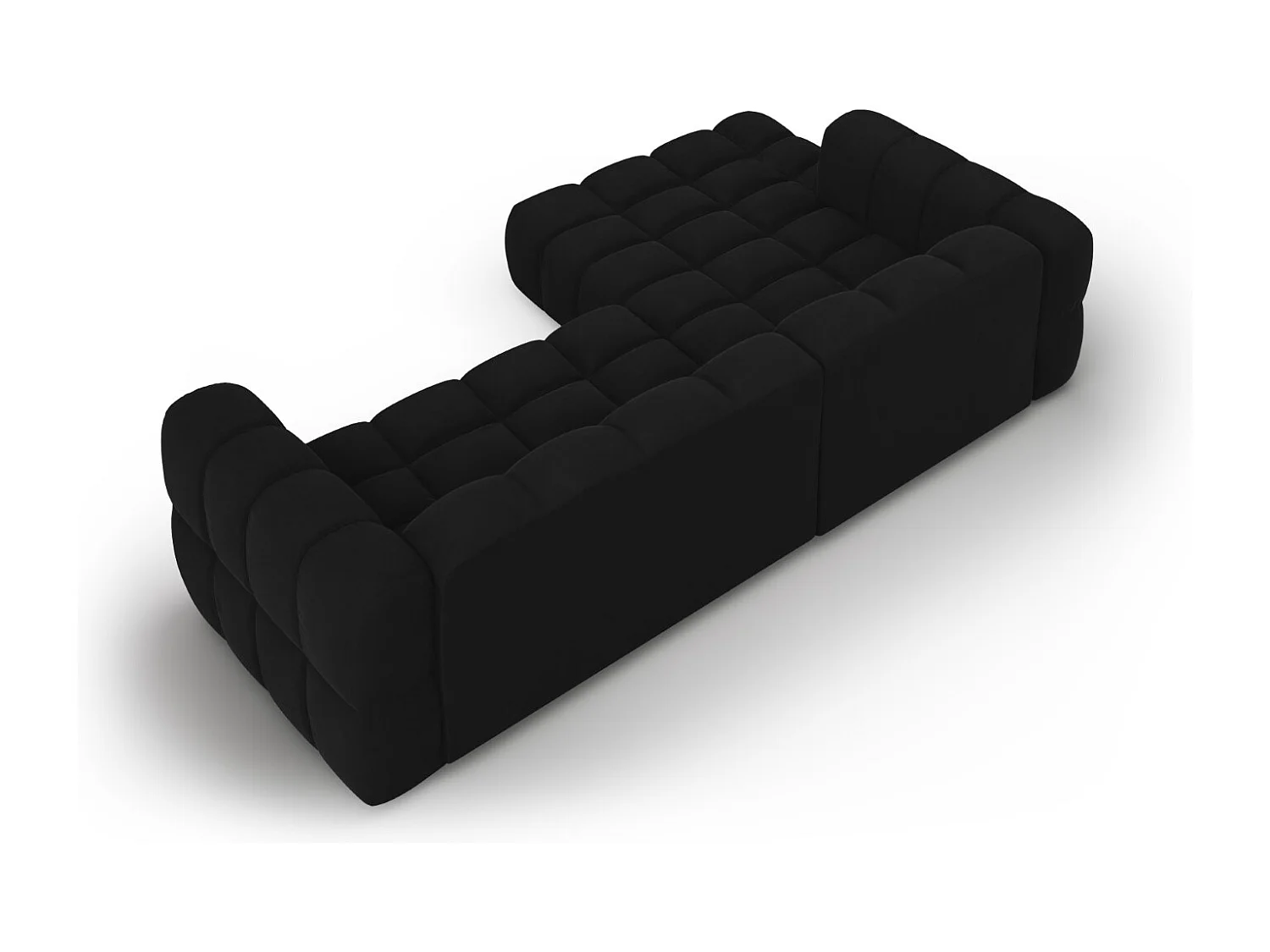 Cosmopolitan Design - Canapé d'angle gauche modulable "Sky" 4 places en velours noir - 272x162x75cm