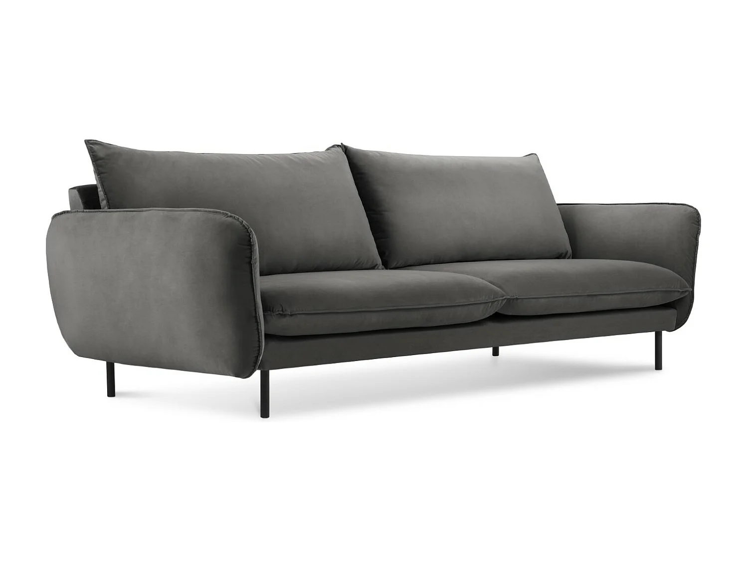 Cosmopolitan Design - Sofa, "Vienna" 4 miejsca welur, szary - 230x92x95cm