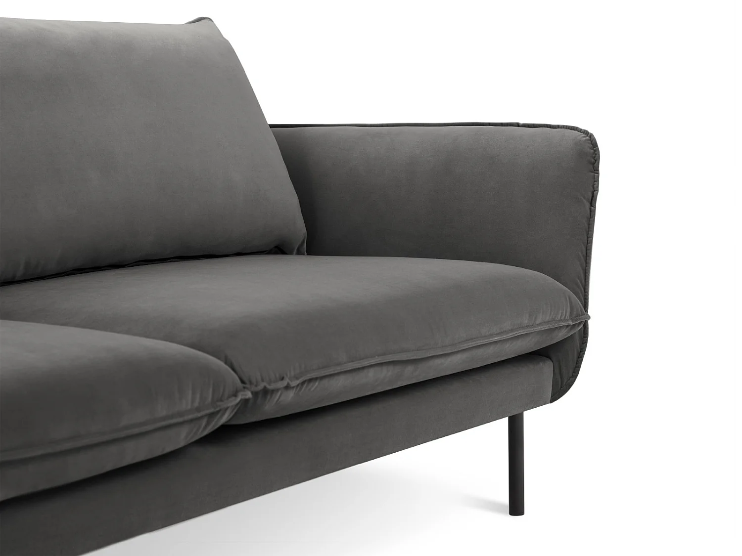 Cosmopolitan Design - Sofa, "Vienna" 4 miejsca welur, szary - 230x92x95cm