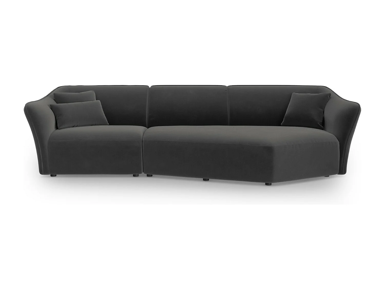 Cosmopolitan Design - Modulaire hoekbank rechts "Tokyo" 5 zitplaatsen, Flueel, Donkergrijs - 292x138x79cm