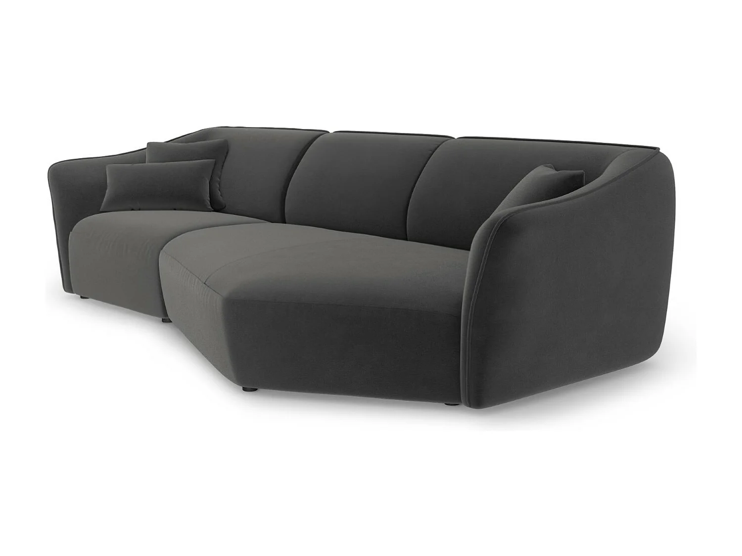 Cosmopolitan Design - Modulaire hoekbank rechts "Tokyo" 5 zitplaatsen, Flueel, Donkergrijs - 292x138x79cm