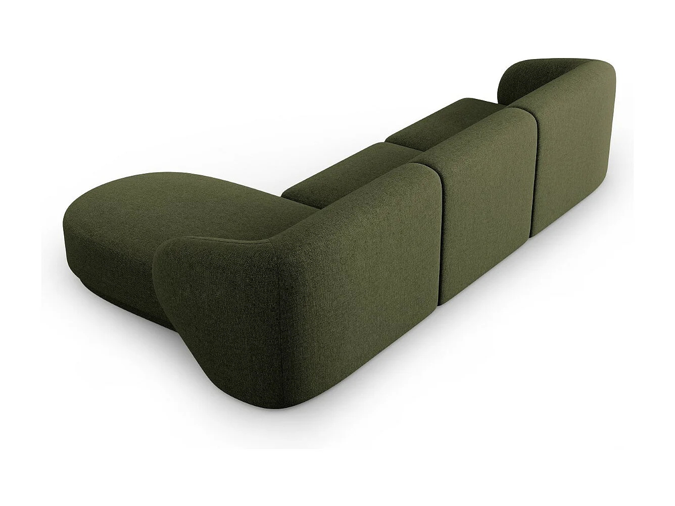 CXL by Christian Lacroix - Modulaire hoekbank rechts "Lionel" 4 zitplaatsen, Chenille, Heide Groen - 266x155x74cm