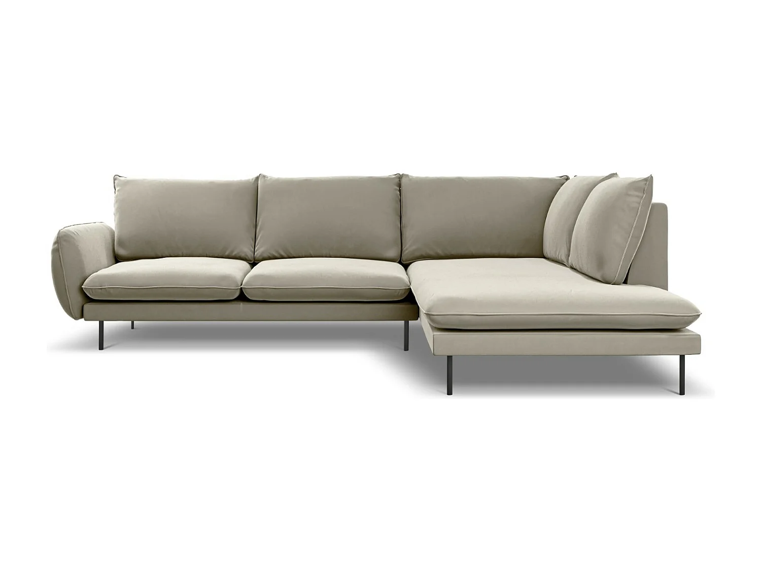 Cosmopolitan Design - Narożnik prawy, "Vienna" 6 miejsc welur, beż - 275x185x95cm