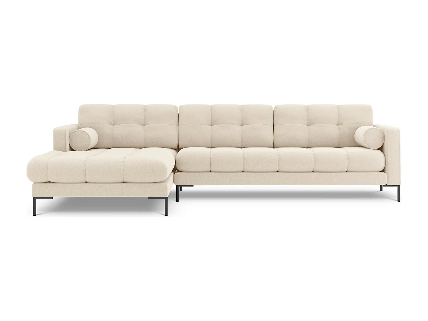 Cosmopolitan Design - 5-Sitzer Ecksofa links "Bali" aus strukturiertem Stoff leichtes beige - 293x185x75cm