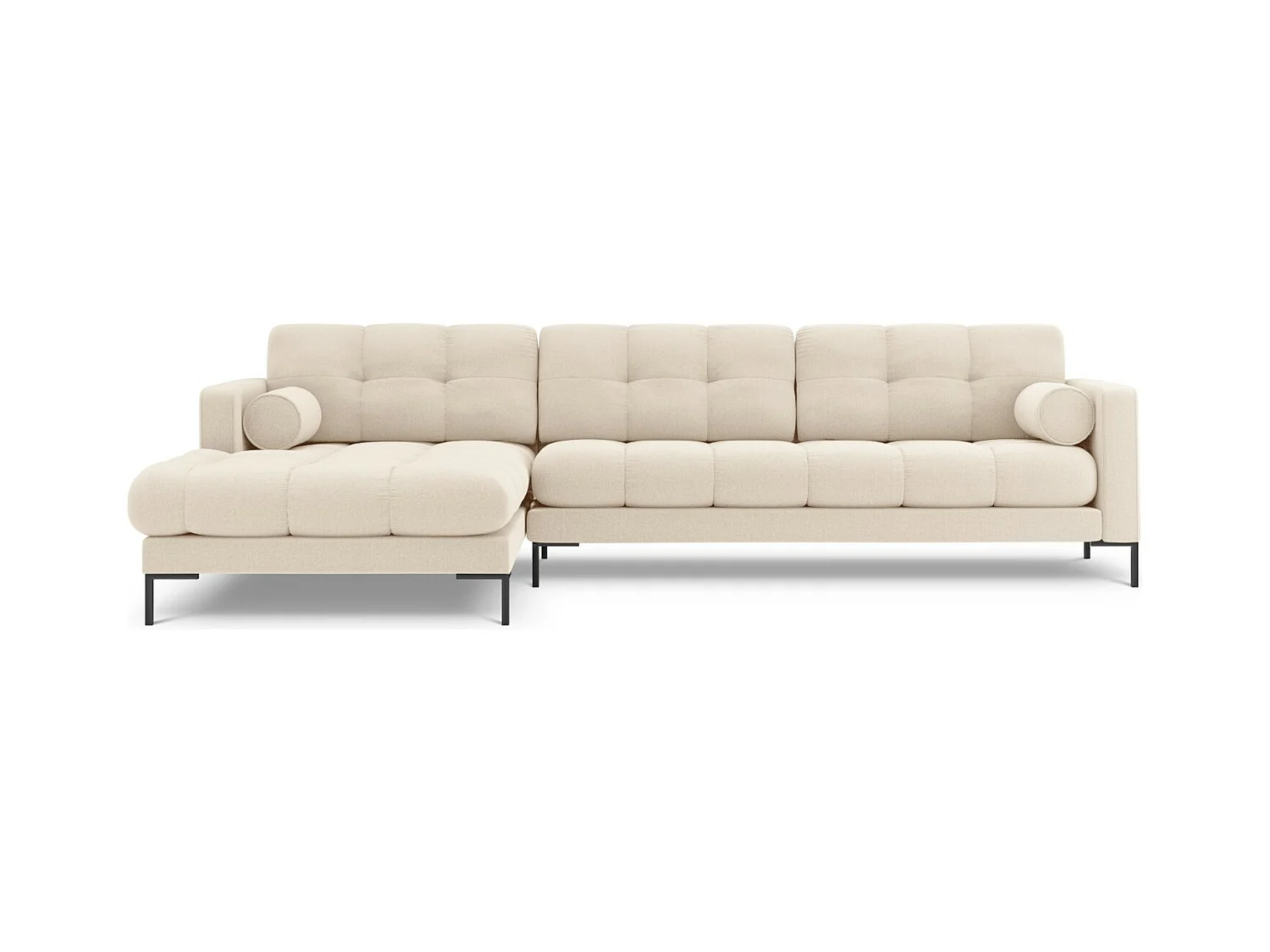 Cosmopolitan Design - Canapé d'angle gauche "Bali" 5 places en tissu structurel beige clair - 293x185x75cm