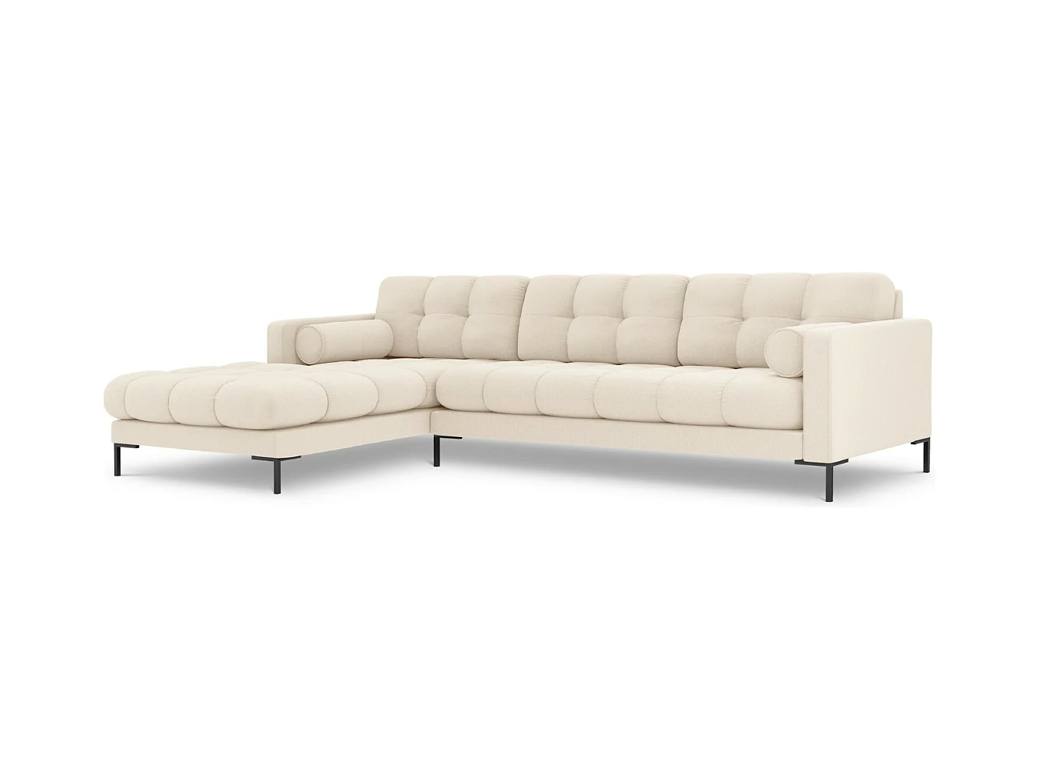 Cosmopolitan Design - Canapé d'angle gauche "Bali" 5 places en tissu structurel beige clair - 293x185x75cm