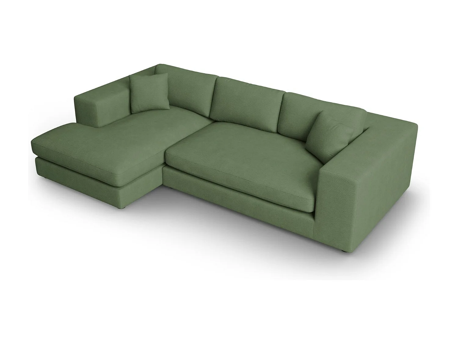 CXL by Christian Lacroix - 5-Sitzer Ecksofa links "Tendance" Sitzer aus Cord grün - 282x174x72cm