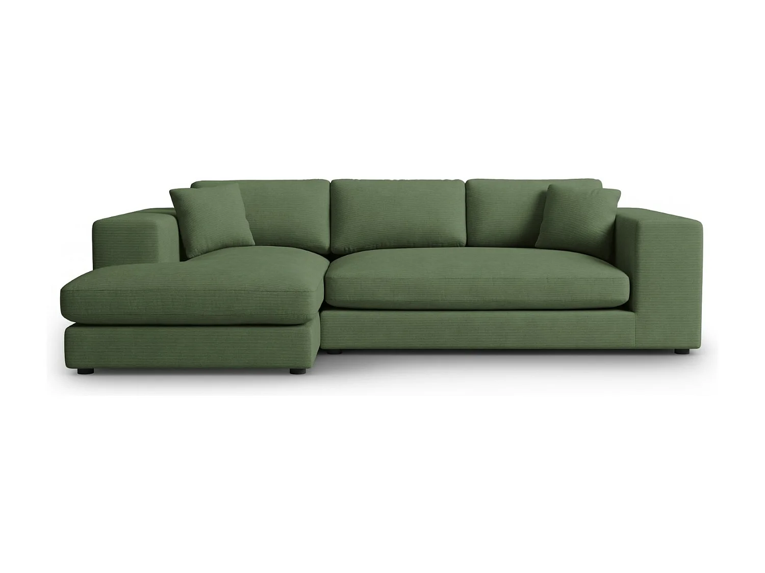 CXL by Christian Lacroix - Sofá de canto esquerdo "Tendance" 5 lugares em veludo cotelê verde - 282x174x72cm