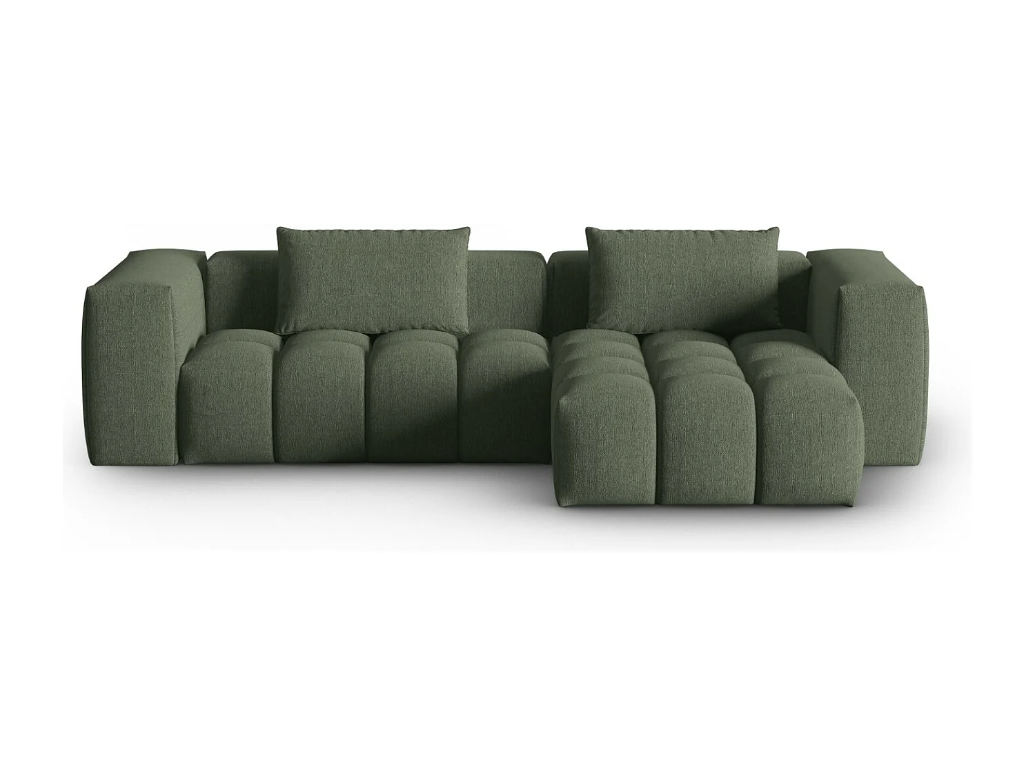 CXL by Christian Lacroix - Modulaire hoekbank rechts "Lorella" 3 zitplaatsen, Structurele stof, donker olijfgroen - 260x145x70cm