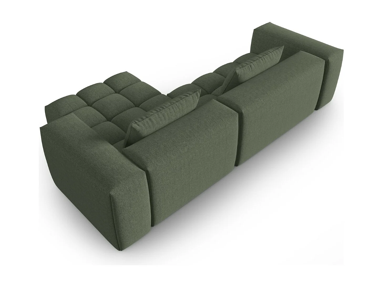 CXL by Christian Lacroix - Sofá modular de canto direito "Lorella" 3 lugares em tecido estrutural verde oliva escuro - 260x145x70cm