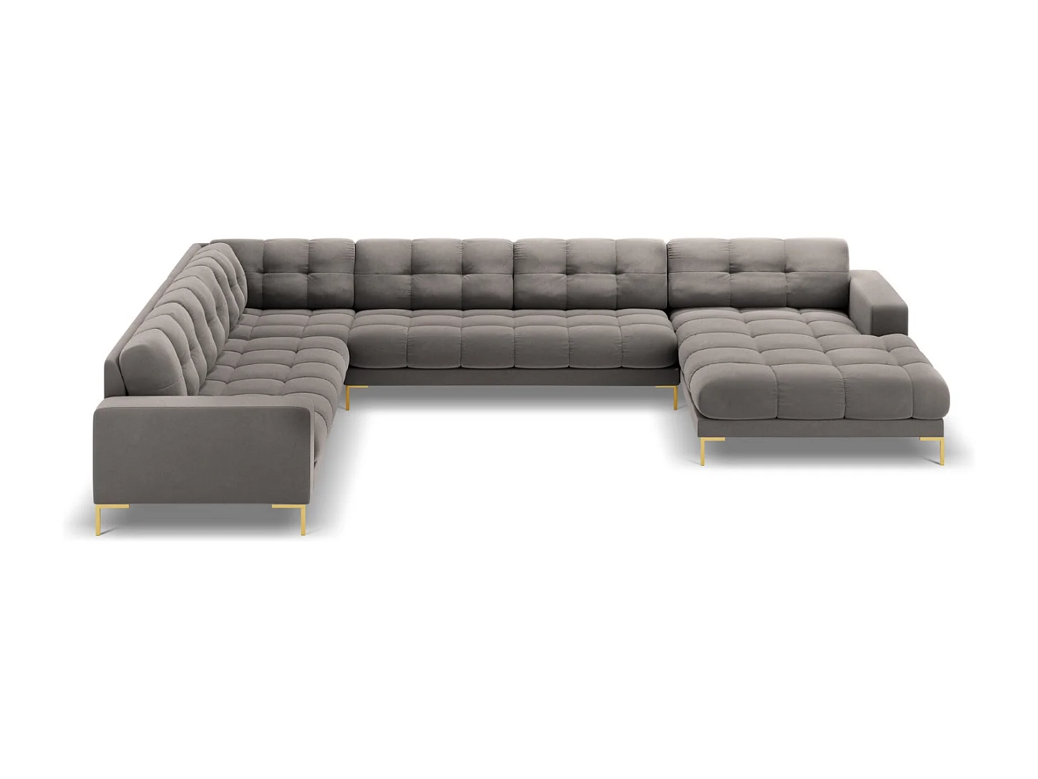 Cosmopolitan Design - Panoramische hoekbank links "Bali" 7 zitplaatsen, Flueel, Lichtgrijs - 327x256x75cm