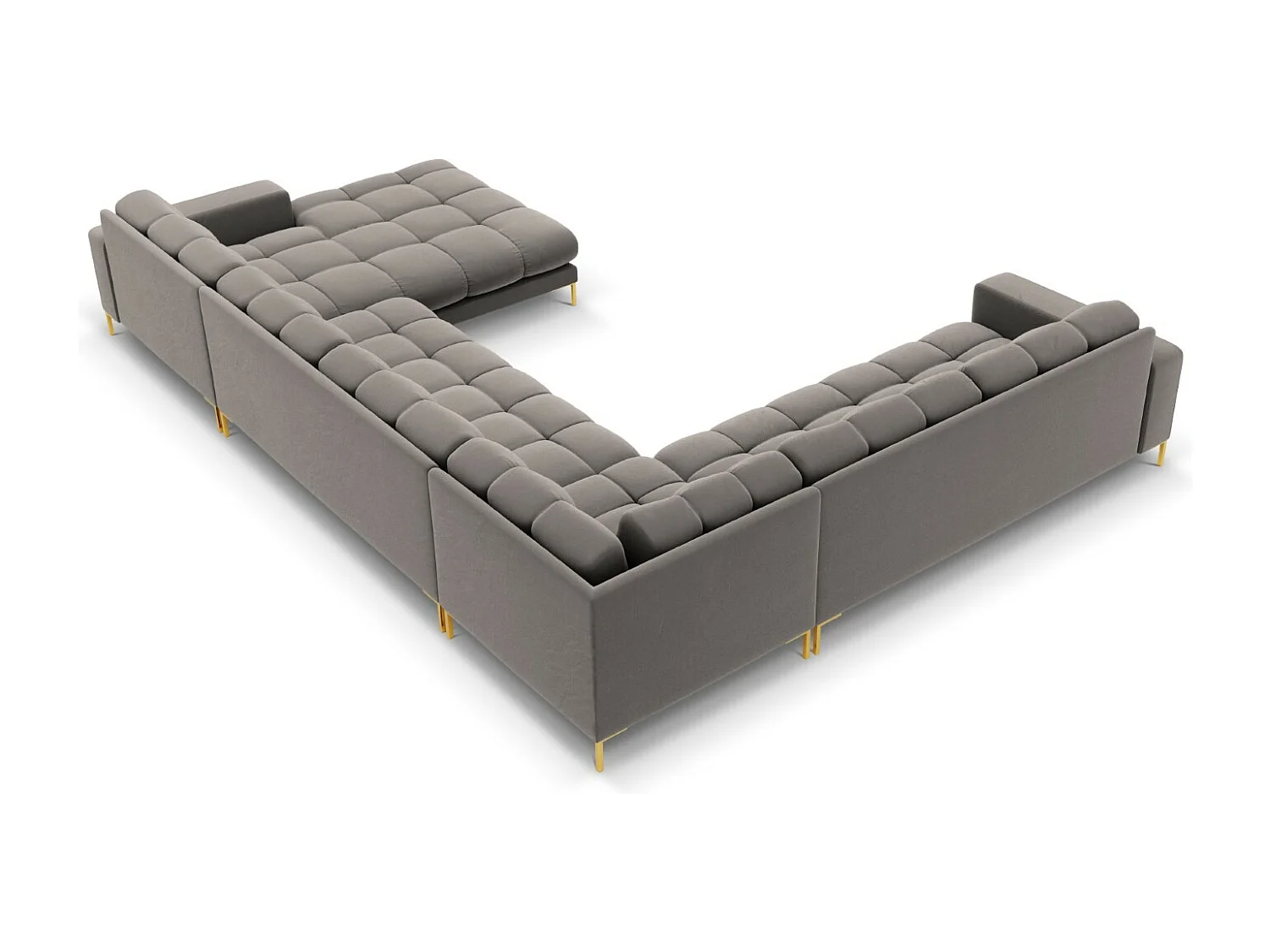 Cosmopolitan Design - Panoramische hoekbank links "Bali" 7 zitplaatsen, Flueel, Lichtgrijs - 327x256x75cm