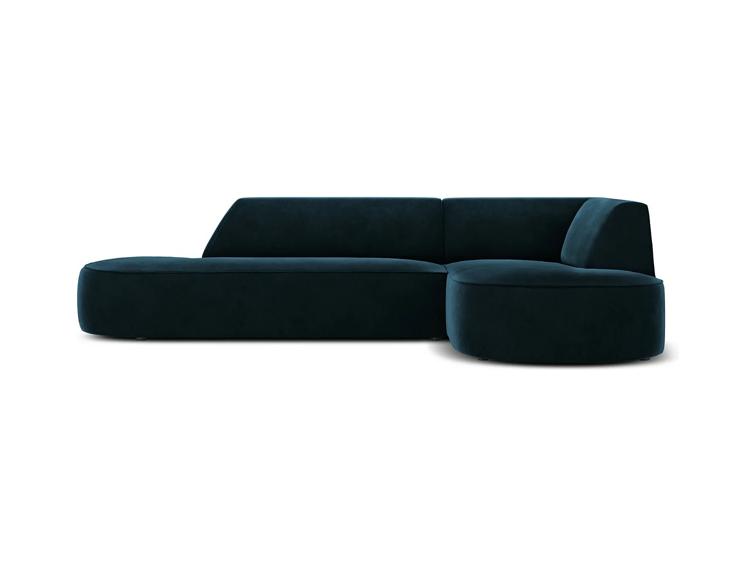 CXL by Christian Lacroix - Canapé d'angle droit "Charles" 4 places en velours pétrole profond - 273x180x69cm