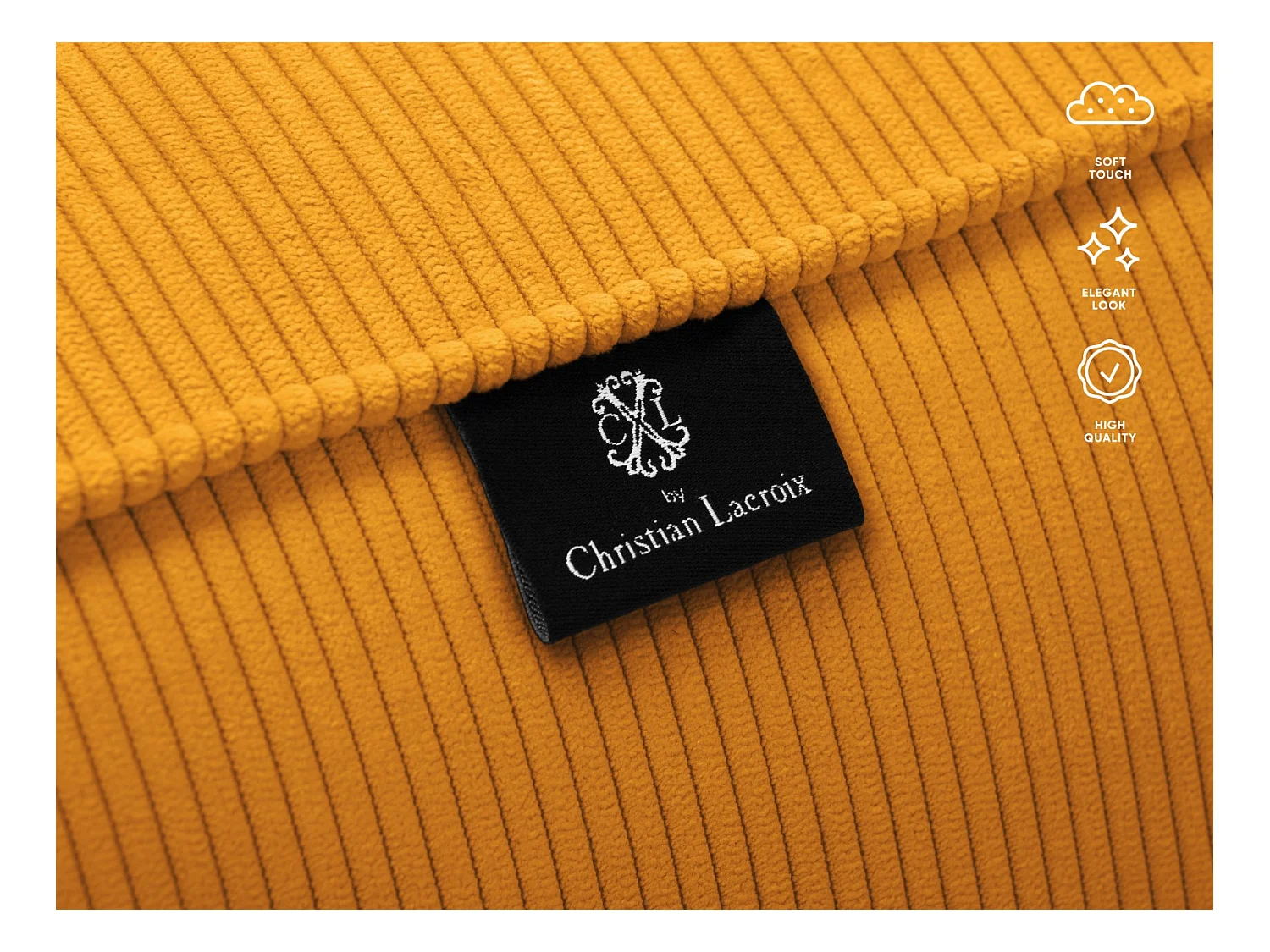 CXL by Christian Lacroix - 5-Sitzer Ecksofa rechts "Tendance" Sitzer aus Cord gelb - 282x174x72cm