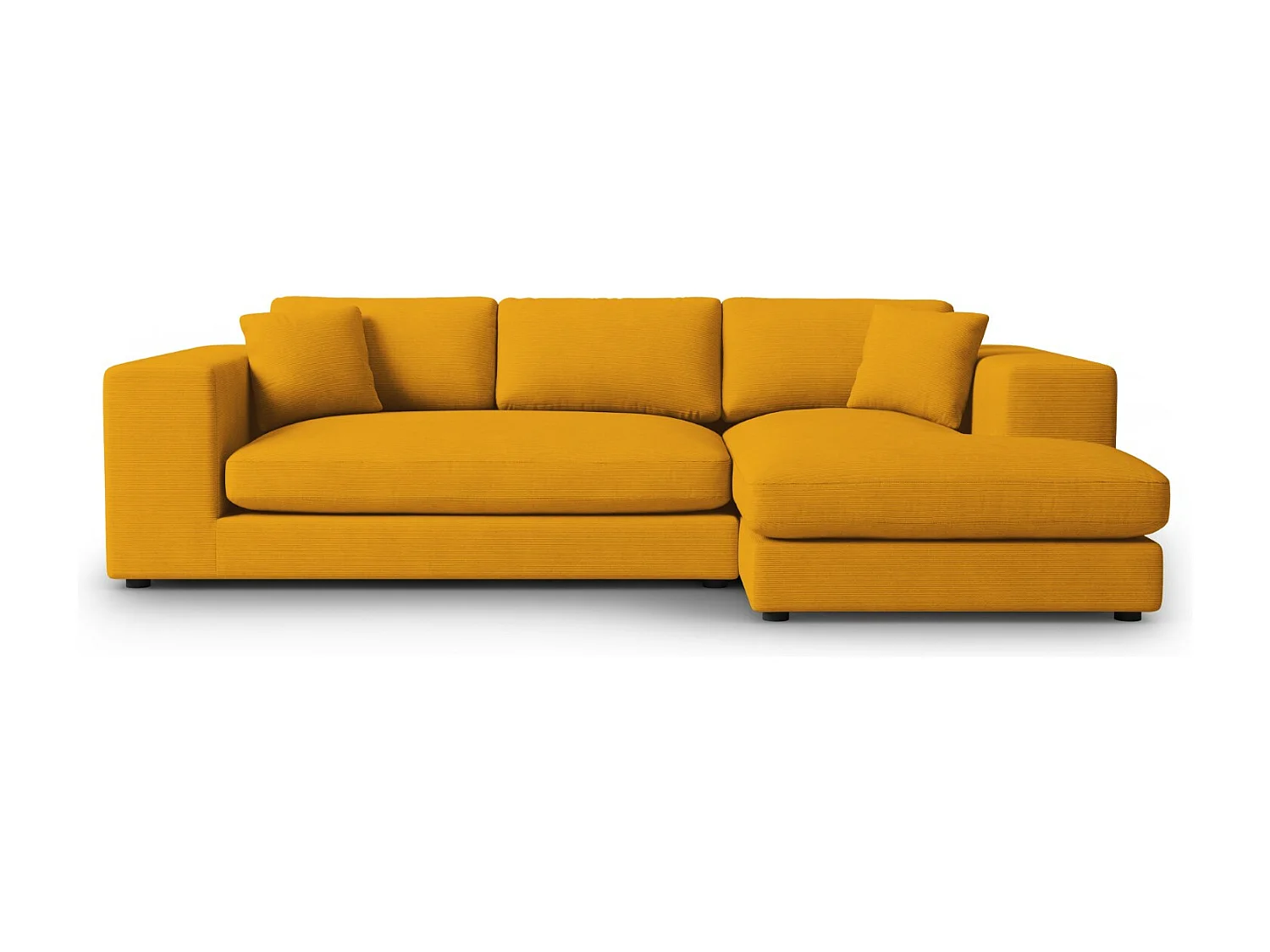 CXL by Christian Lacroix - Sofá de canto direito "Tendance" 5 lugares em veludo cotelê amarelo - 282x174x72cm