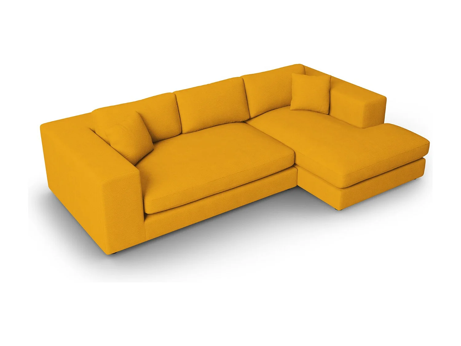 CXL by Christian Lacroix - Sofá de canto direito "Tendance" 5 lugares em veludo cotelê amarelo - 282x174x72cm