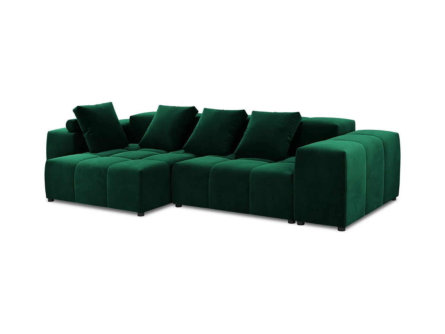 Cosmopolitan Design - Canapé d'angle symétrique modulable "Rome" 4 places en velours vert bouteille - 320x160x75cm