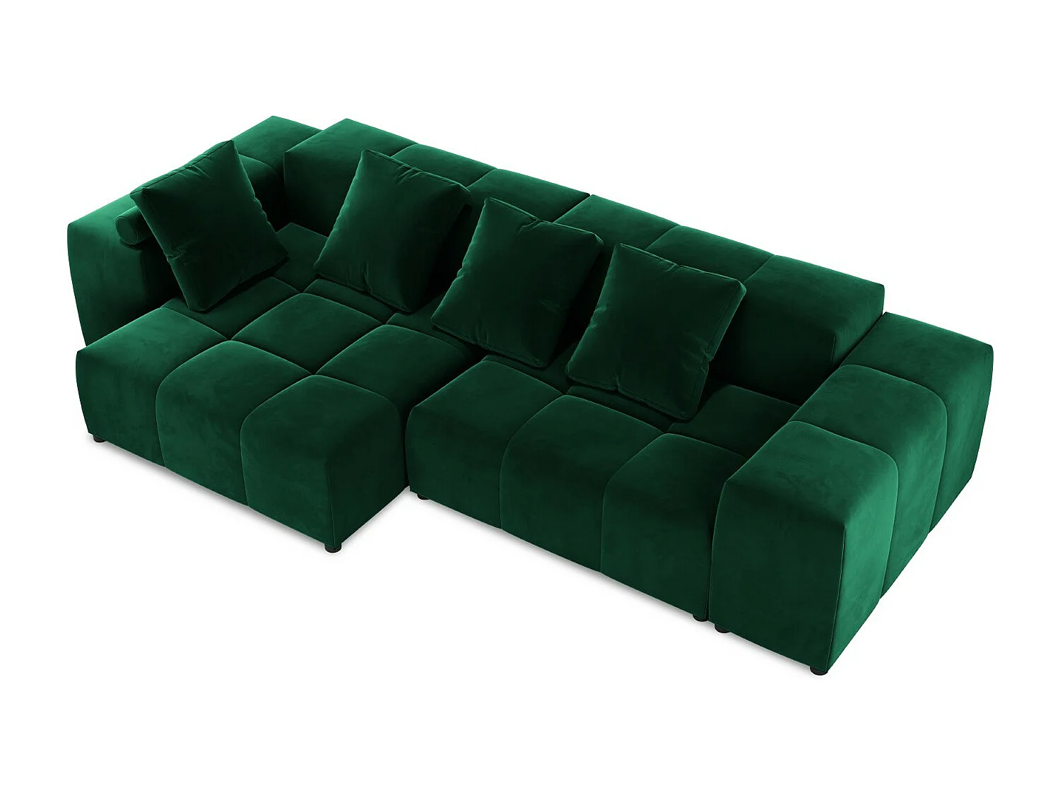 Cosmopolitan Design - Sofá de canto modular simétrico "Rome" 4 lugares em veludo verde garrafa - 320x160x75cm