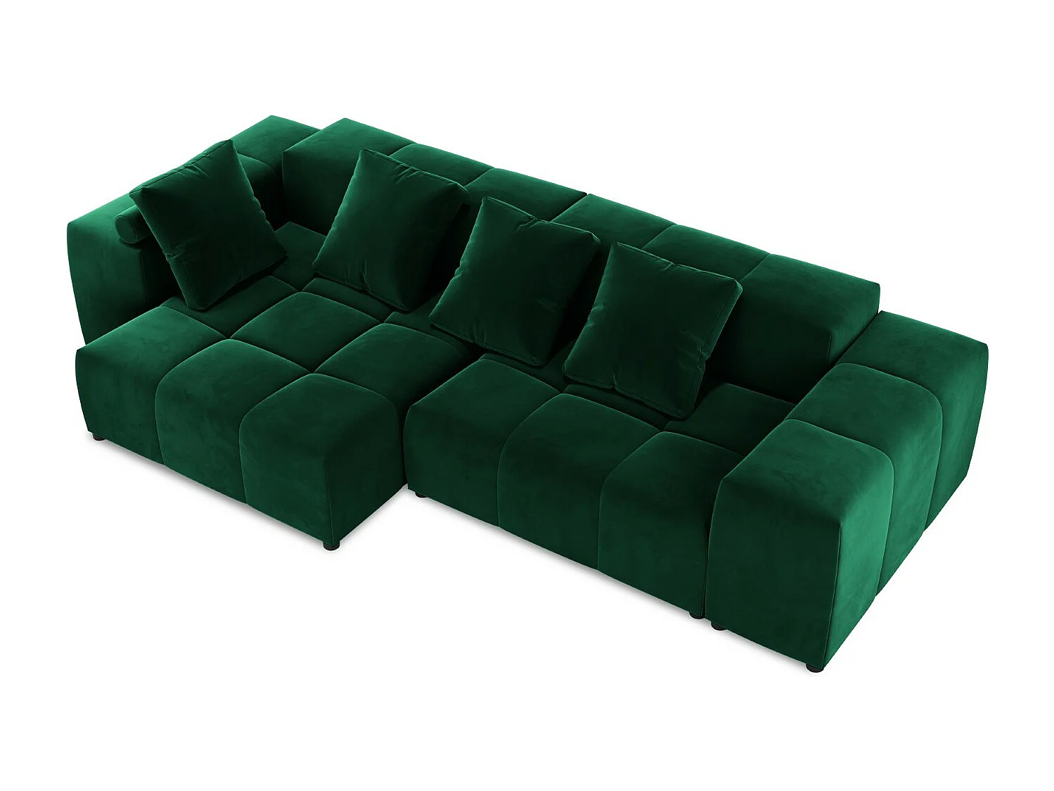 Cosmopolitan Design - Sofá de canto modular simétrico "Rome" 4 lugares em veludo verde garrafa - 320x160x75cm