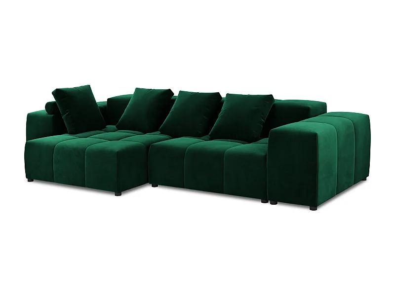 Cosmopolitan Design - Canapé d'angle symétrique modulable "Rome" 4 places en velours vert bouteille - 320x160x75cm