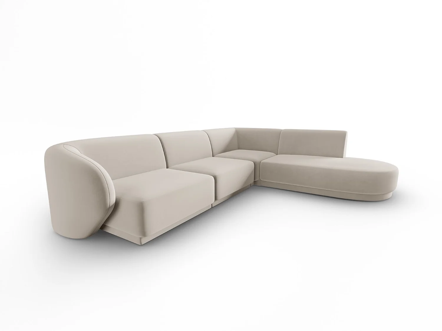 CXL by Christian Lacroix - Narożnik prawy panoramiczny, "Lionel" 5 miejsc welur, beż - 265x232x74cm