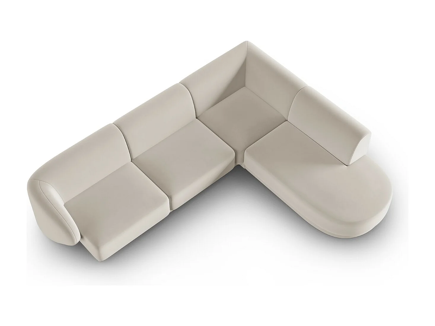 CXL by Christian Lacroix - Narożnik prawy panoramiczny, "Lionel" 5 miejsc welur, beż - 265x232x74cm