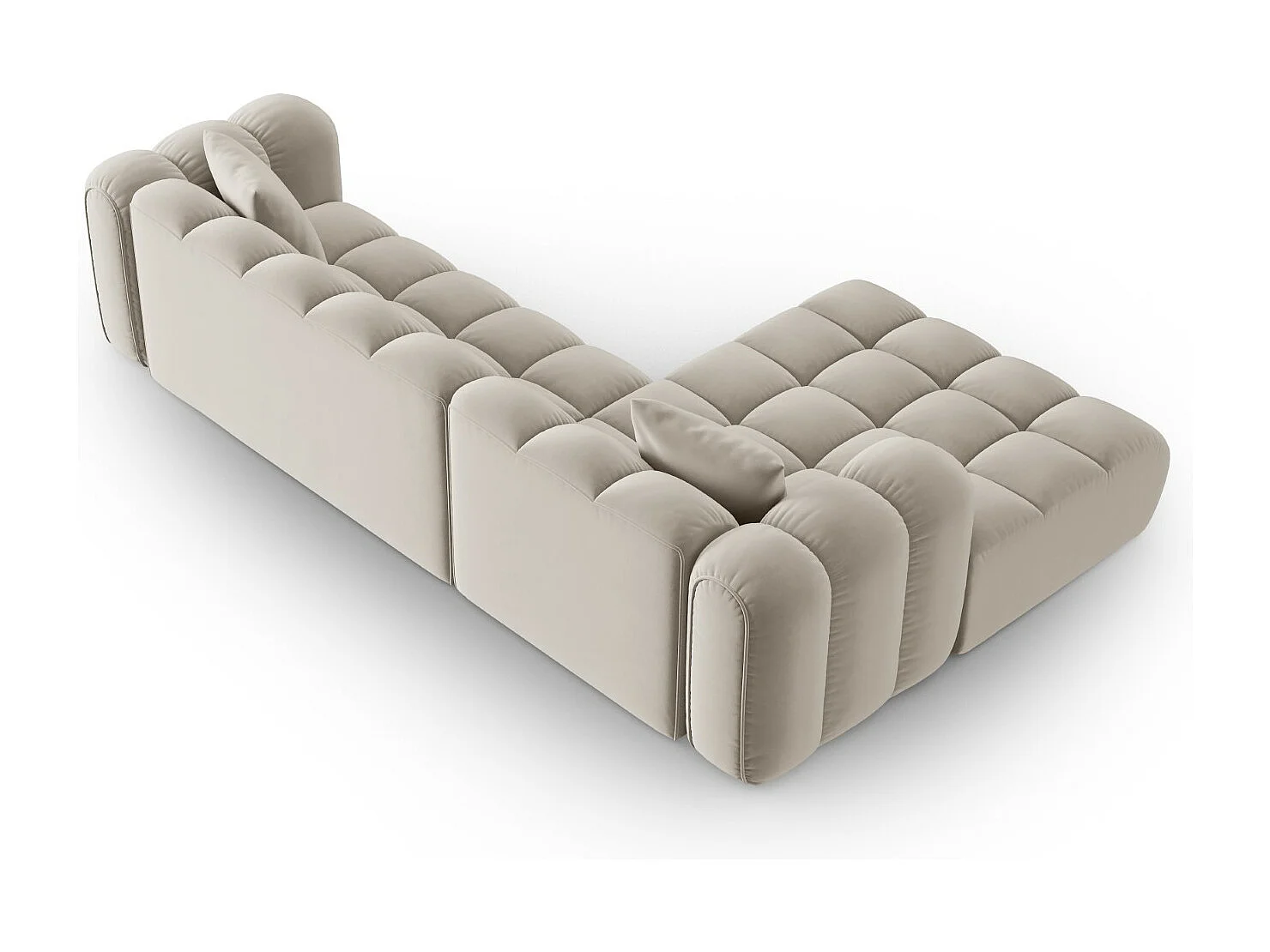 CXL by Christian Lacroix - Canapé d'angle gauche modulable "Clotilde" 4 places en velours écru - 306x190x70cm