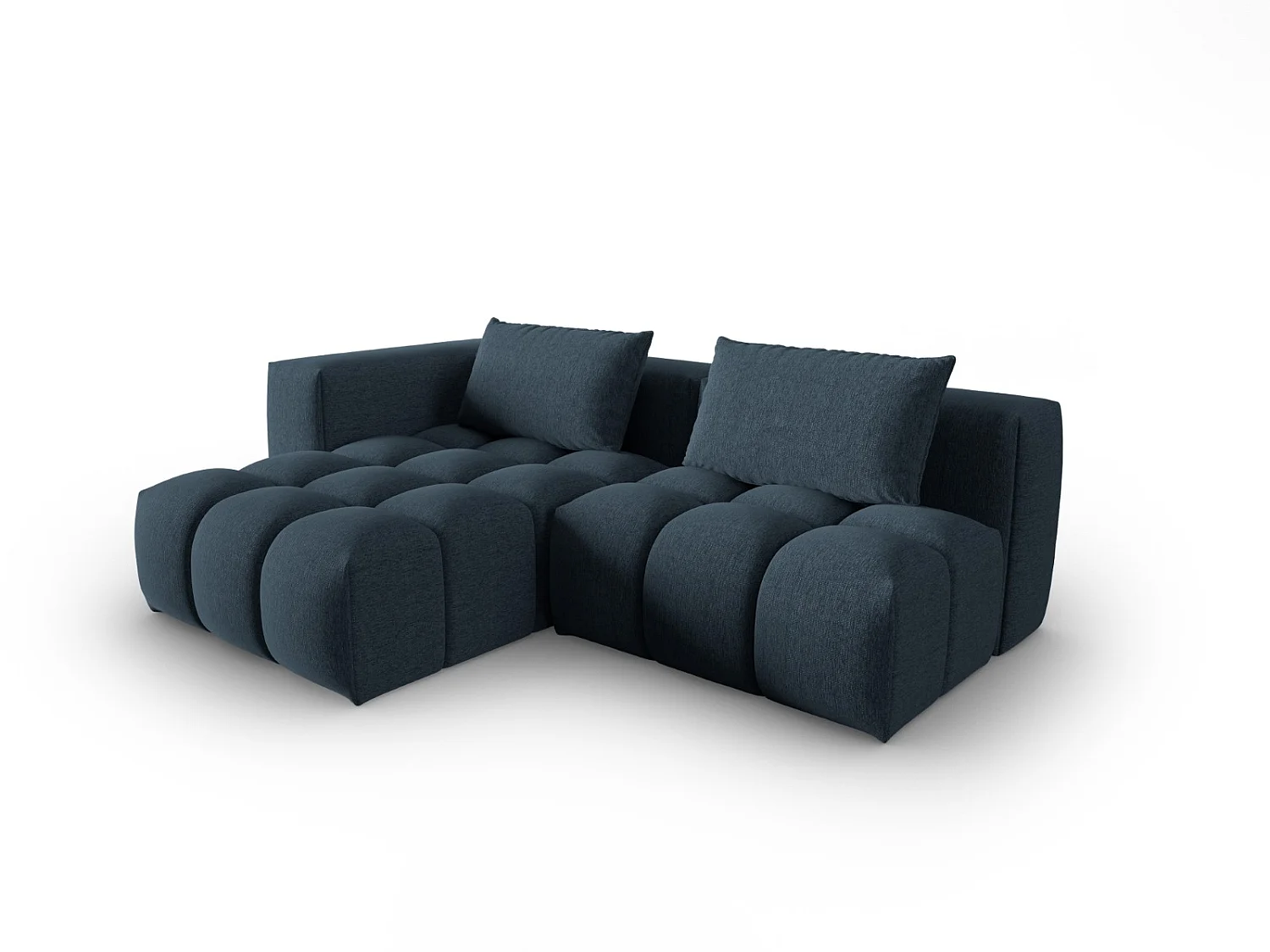 CXL by Christian Lacroix - Modulaire hoekbank links "Lorella" 3 zitplaatsen, Structurele stof, Donkerblauw - 205x145x70cm