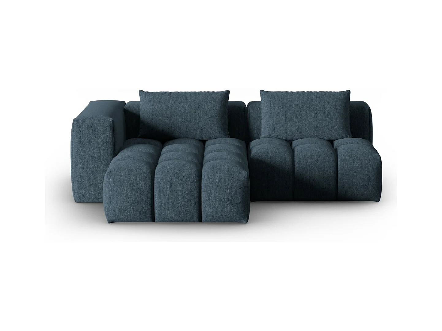 CXL by Christian Lacroix - Modulaire hoekbank links "Lorella" 3 zitplaatsen, Structurele stof, Donkerblauw - 205x145x70cm