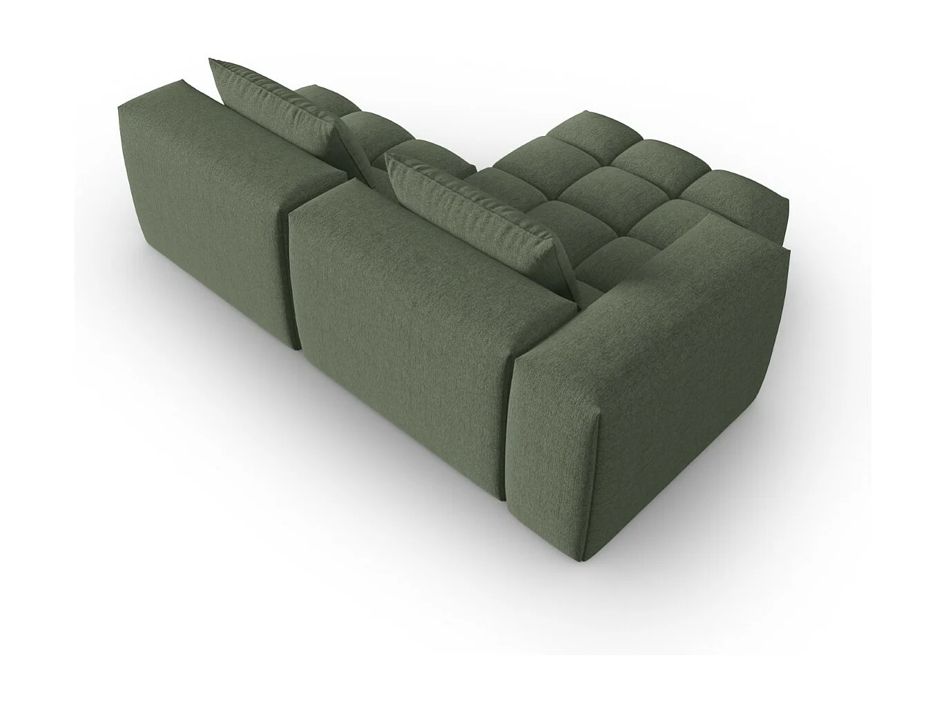 CXL by Christian Lacroix - Modulaire hoekbank links "Lorella" 3 zitplaatsen, Structurele stof, donker olijfgroen - 205x145x70cm